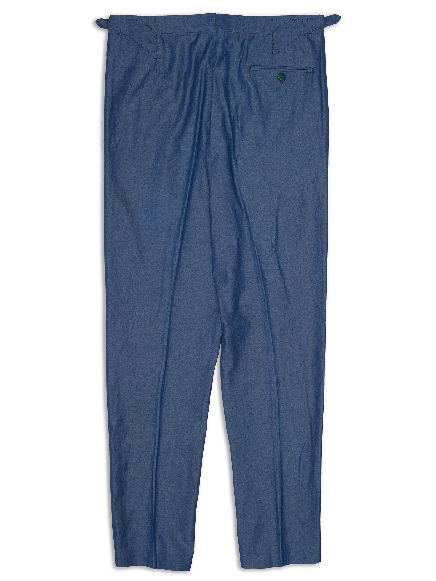 gabor Sartoria CHIAIA Bespoke Handmade Blue Wool-Silk Single Pleated Dress Pants EU 50 US 34