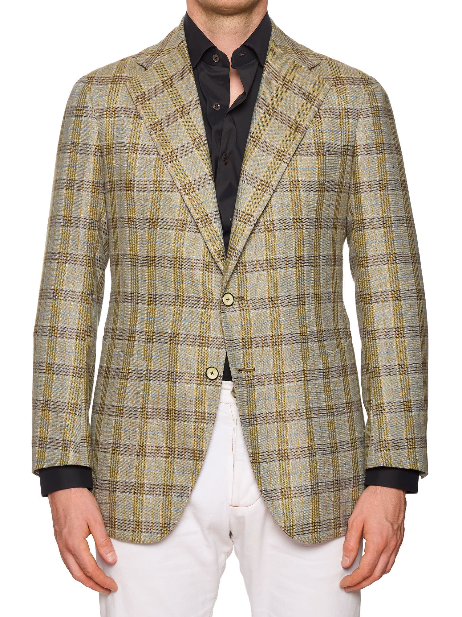 Sartoria CHIAIA Bespoke Handmade Plaid Cashmere Jacket EU 48 NEW US 38