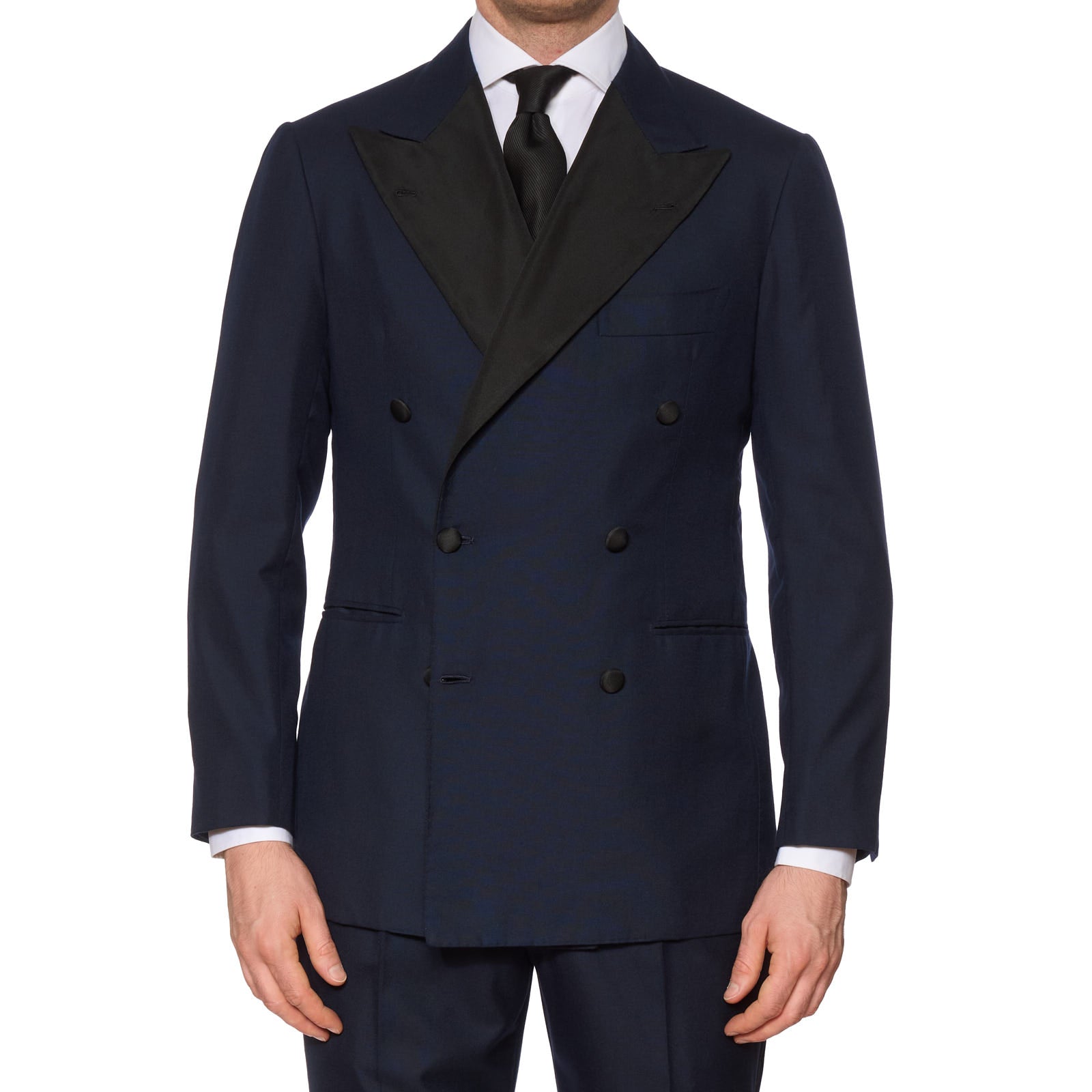 Sartoria CHIAIA Bespoke Handmade Midnight Blue Wool Tuxedo Suit EU 50 NEW US 38-40