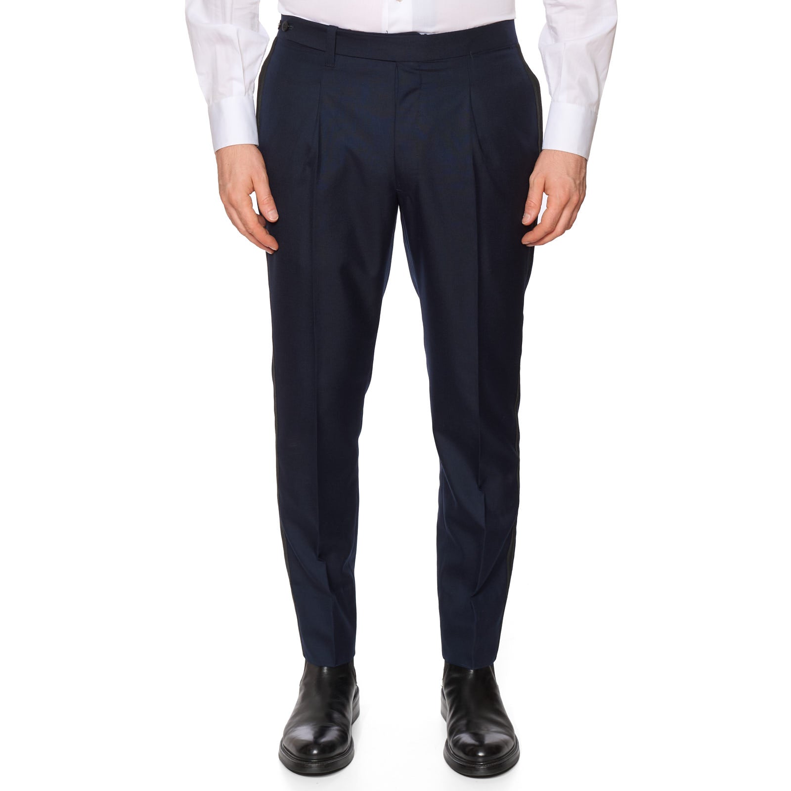 Sartoria CHIAIA Bespoke Handmade Midnight Blue Wool Tuxedo Suit EU 50 NEW US 38-40