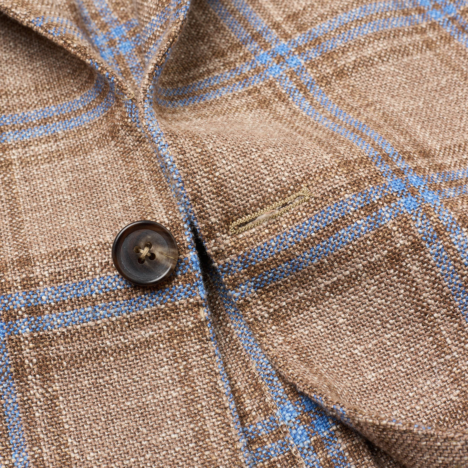SARTORIA PARTENOPEA Beige-Blue Plaid Wool-Silk Jacket NEW Current Model