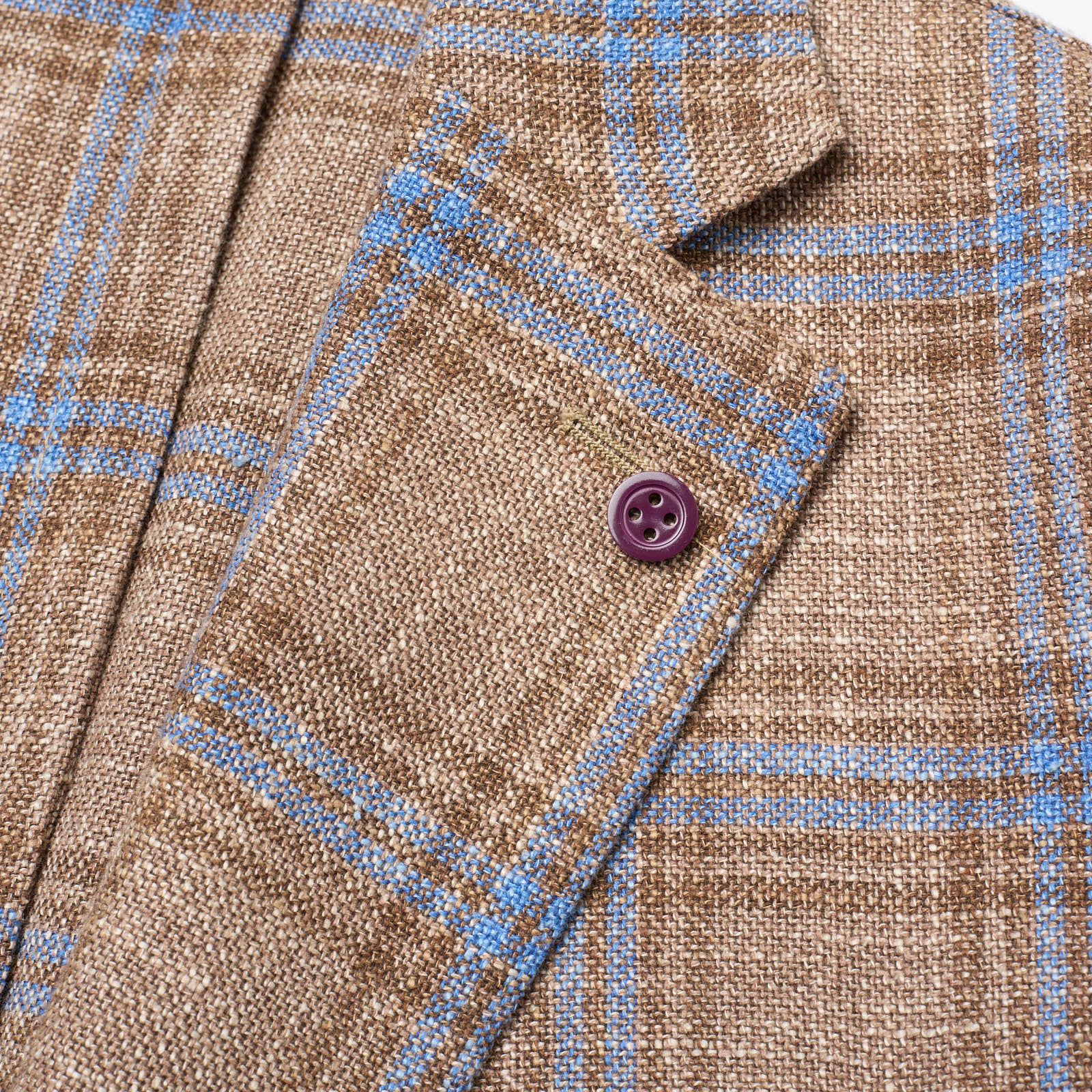 SARTORIA PARTENOPEA Beige-Blue Plaid Wool-Silk Jacket NEW Current Model