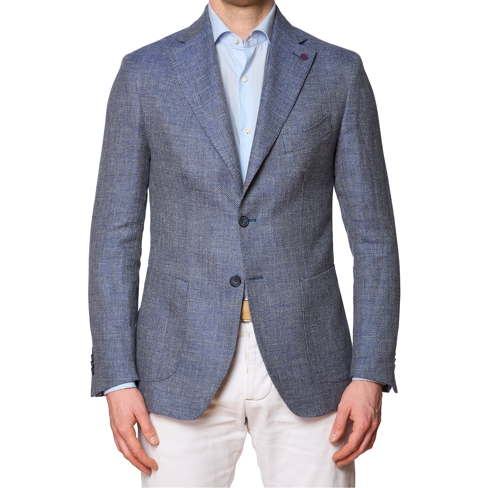 SARTORIA PARTENOPEA Blue Linen-Cotton Unlined Jacket NEW  Current Model