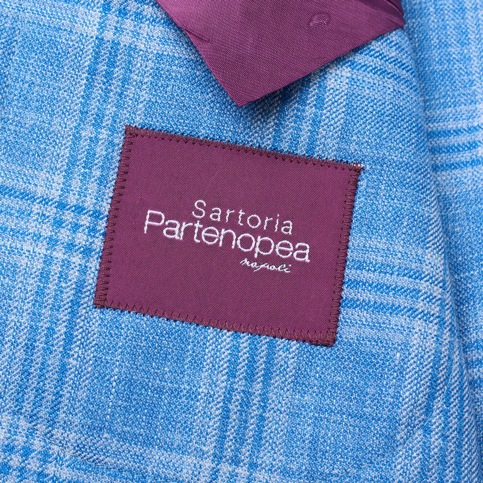 SARTORIA PARTENOPEA Blue Plaid Wool-Silk-Linen Jacket EU 50 NEW US 40  Current Model
