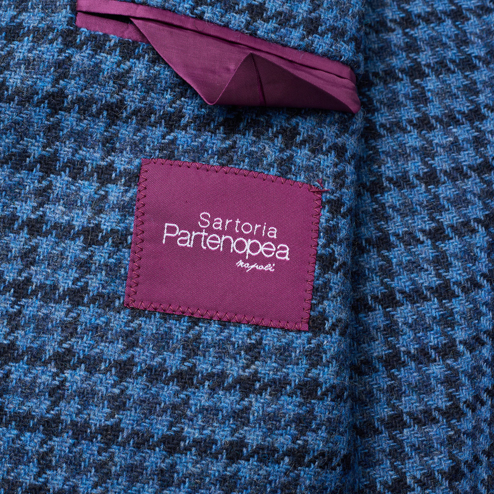 SARTORIA PARTENOPEA Blue Shepherd's Check Wool Jacket EU 48 NEW US 38 Current Model