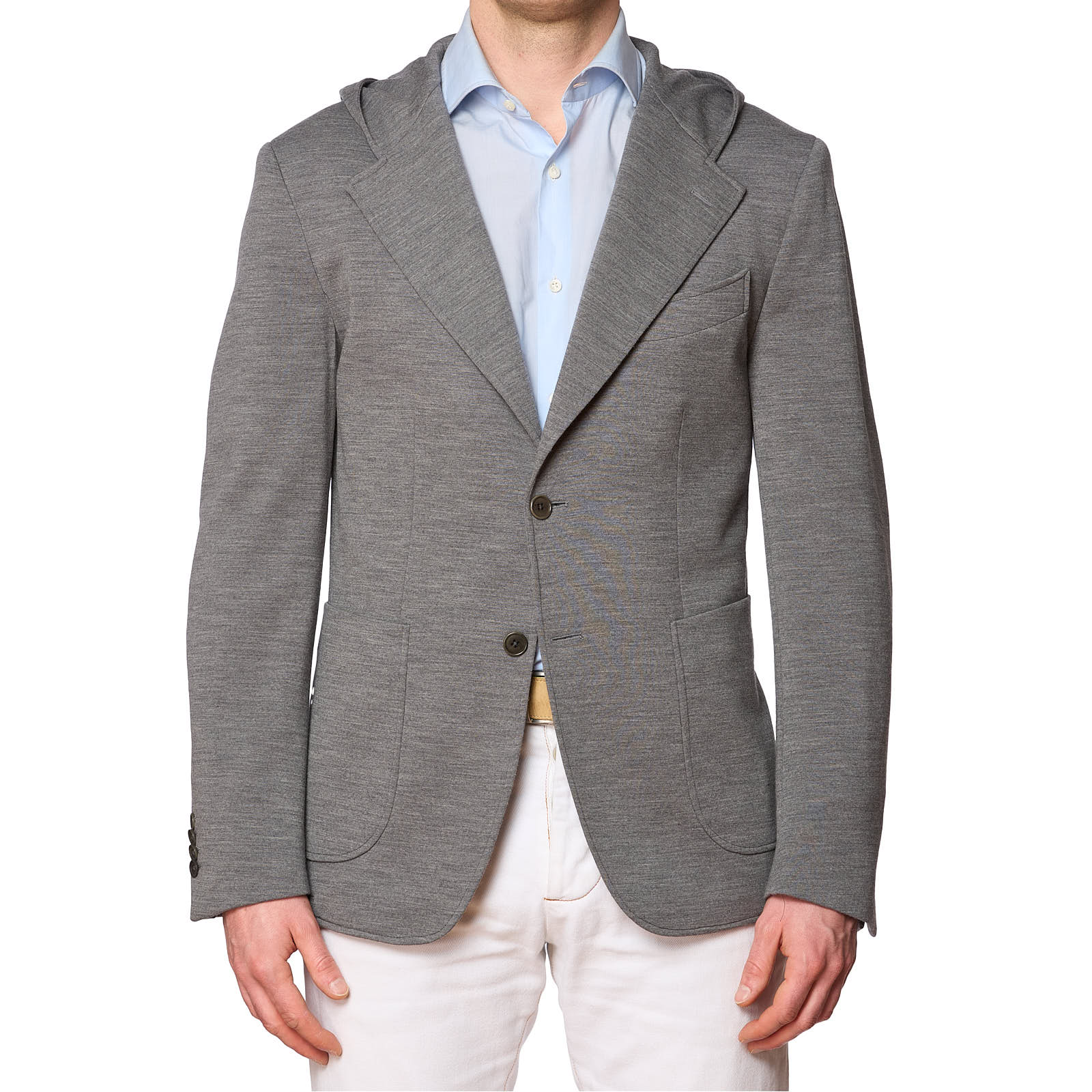 SARTORIA PARTENOPEA Gray Wool Hooded Jacket US 42 NEW EU 52