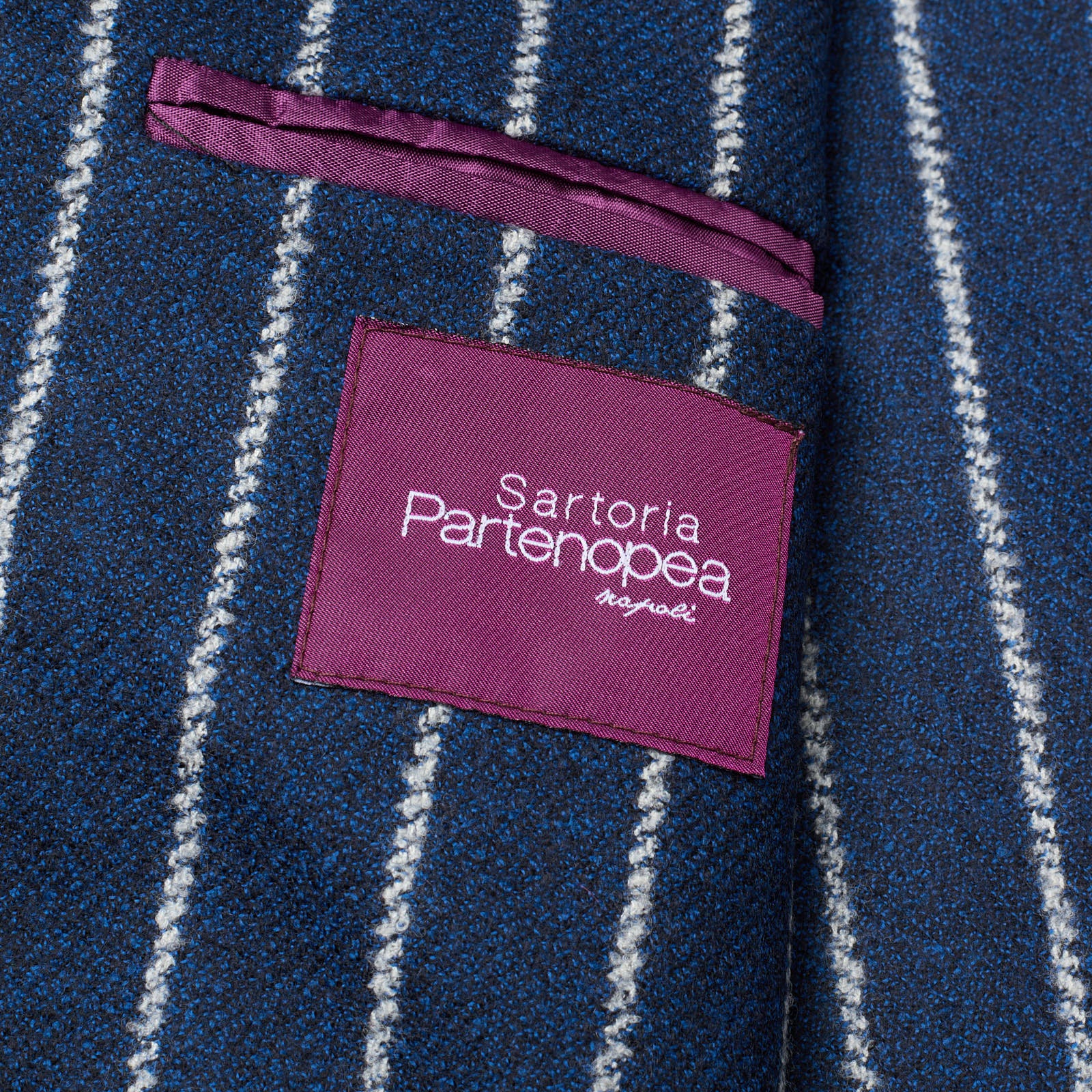 SARTORIA PARTENOPEA Blue Chalk Striped Wool Jacket NEW Current Model