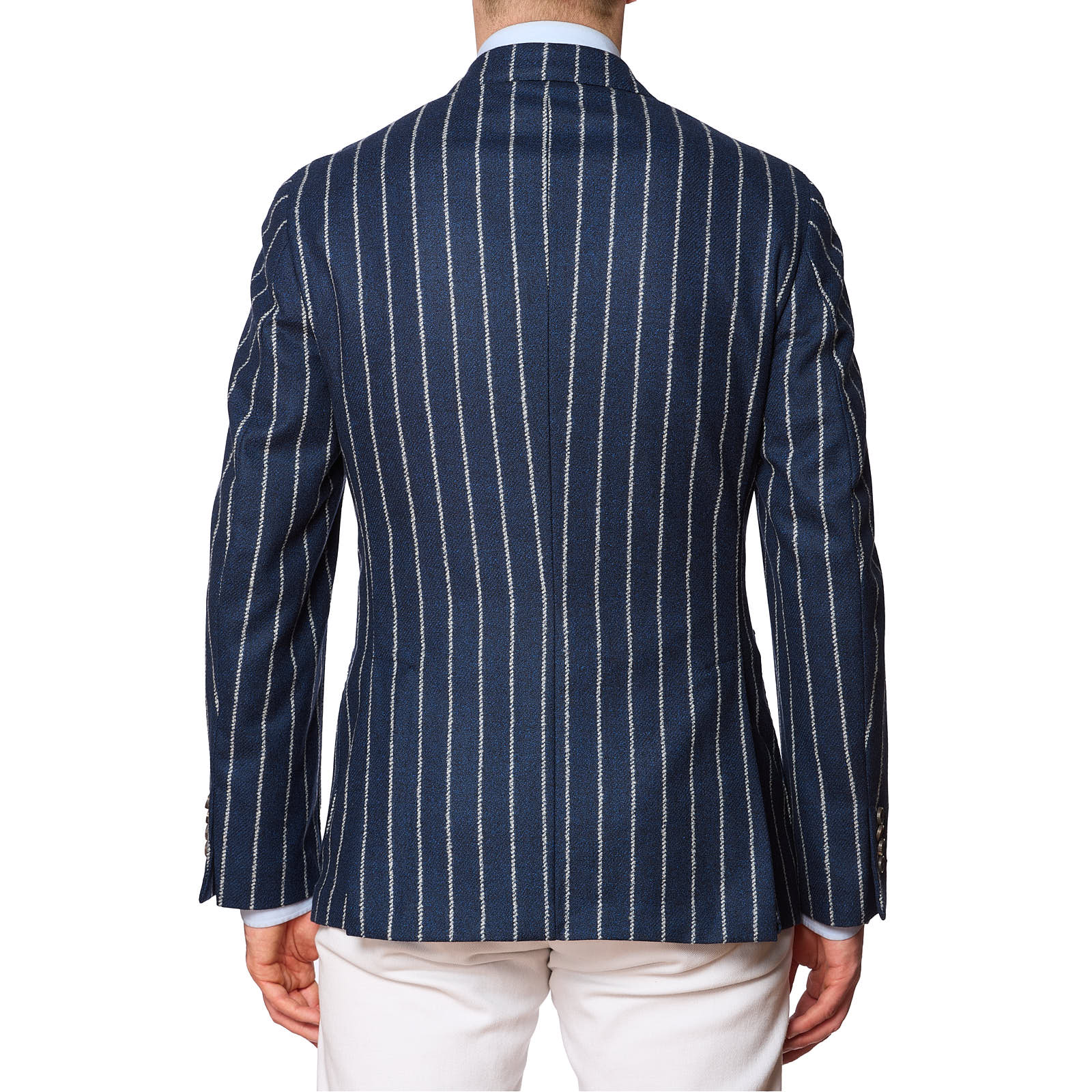 SARTORIA PARTENOPEA Blue Chalk Striped Wool Jacket NEW Current Model
