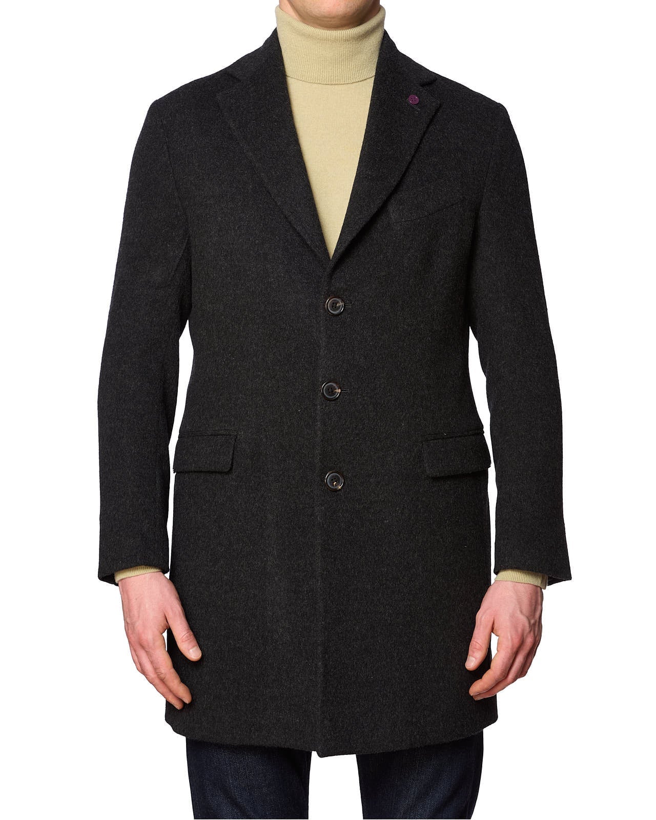 SARTORIA PARTENOPEA Handmade Dark Gray Wool-Alpaca Over Coat 48 NEW 38