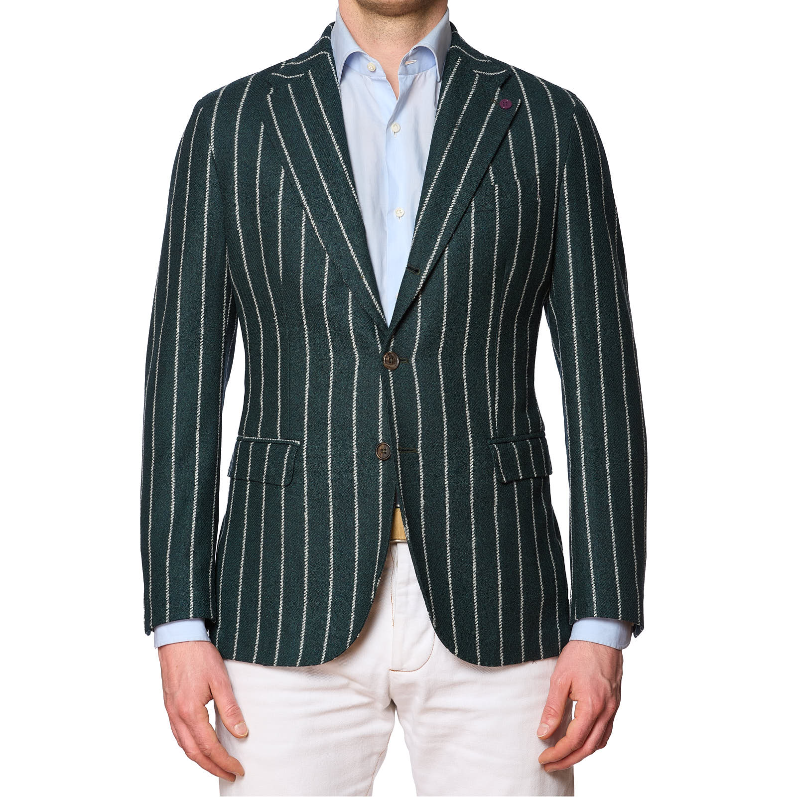 SARTORIA PARTENOPEA Green Striped Wool Jacket EU 48 NEW US 38 Current Model