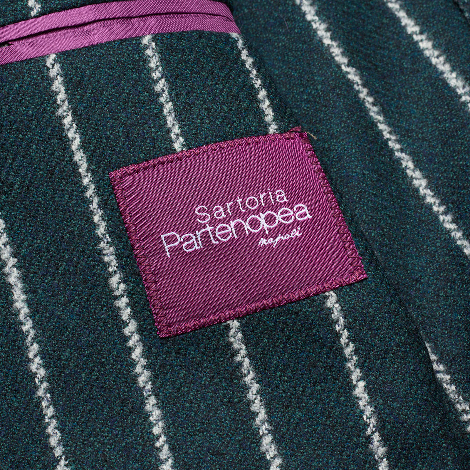 SARTORIA PARTENOPEA Bottle Green Striped Wool Jacket NEW Current Model