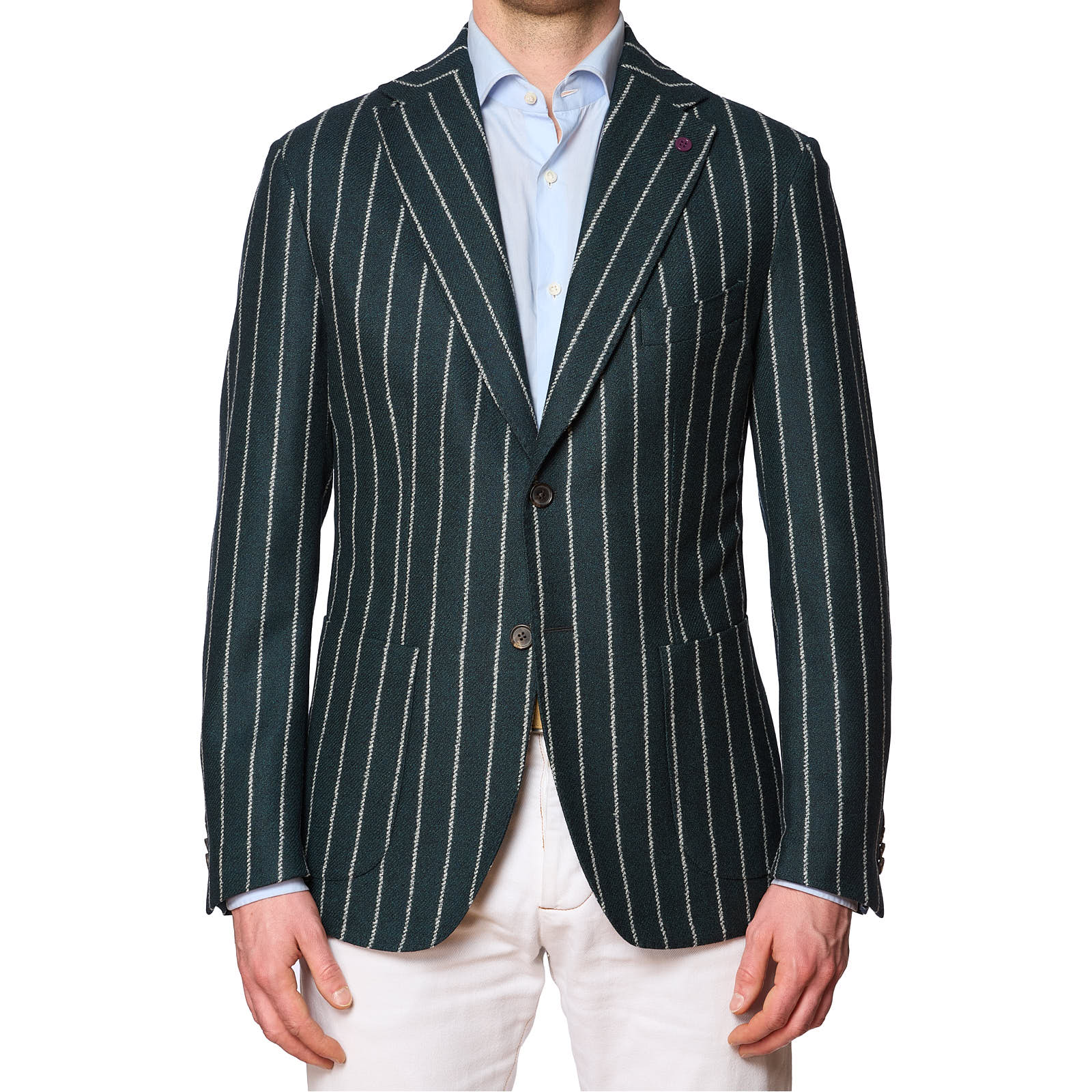 SARTORIA PARTENOPEA Bottle Green Striped Wool Jacket NEW Current Model