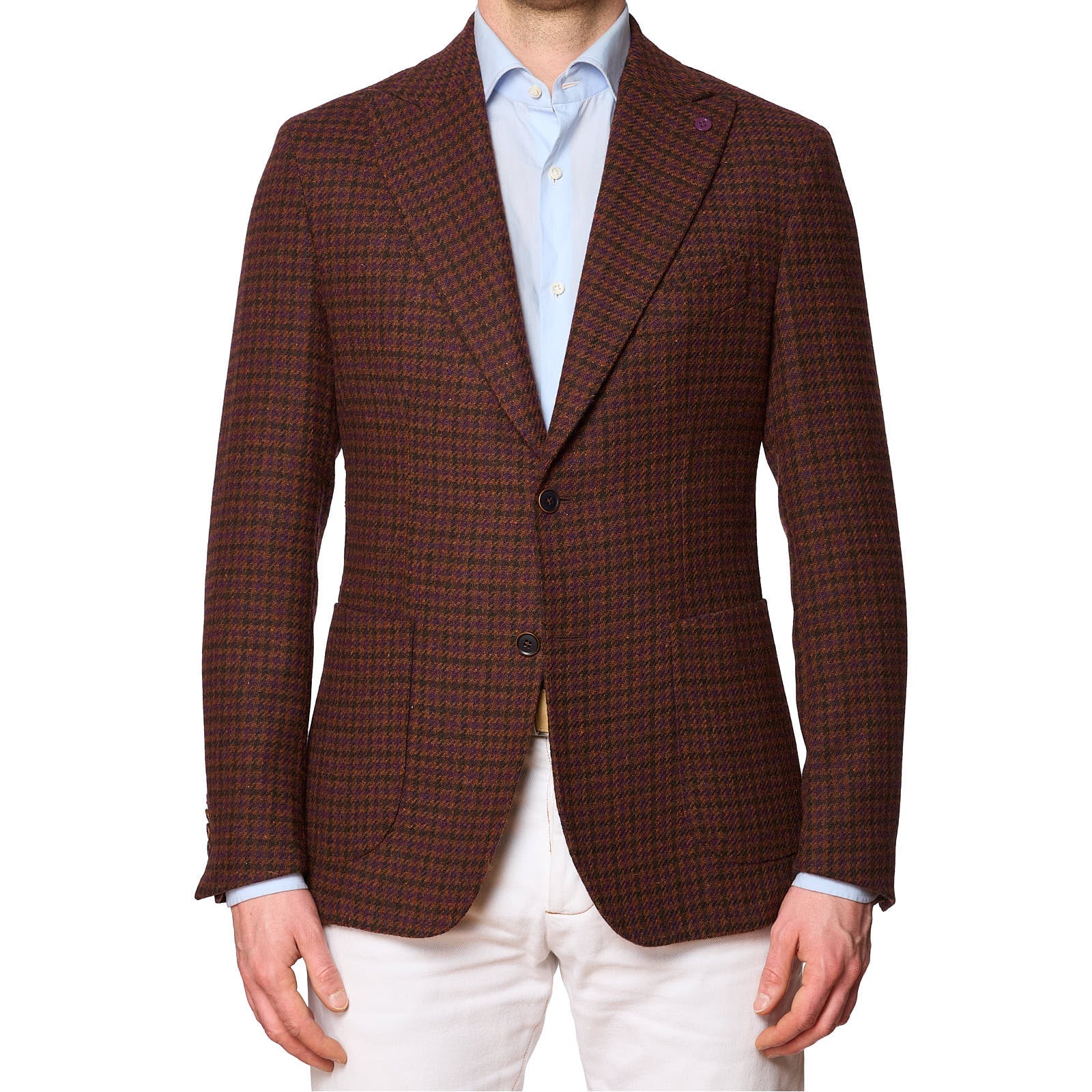 SARTORIA PARTENOPEA Multicolor Shepherd's Check Wool-Poly Jacket EU 50 NEW US 40 Current Model