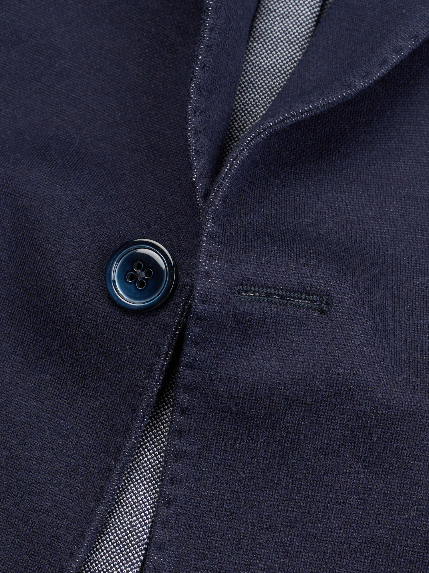 SARTORIA PARTENOPEA Blue Cotton-Cashmere-Silk Luxury Jersey Blazer Jacket