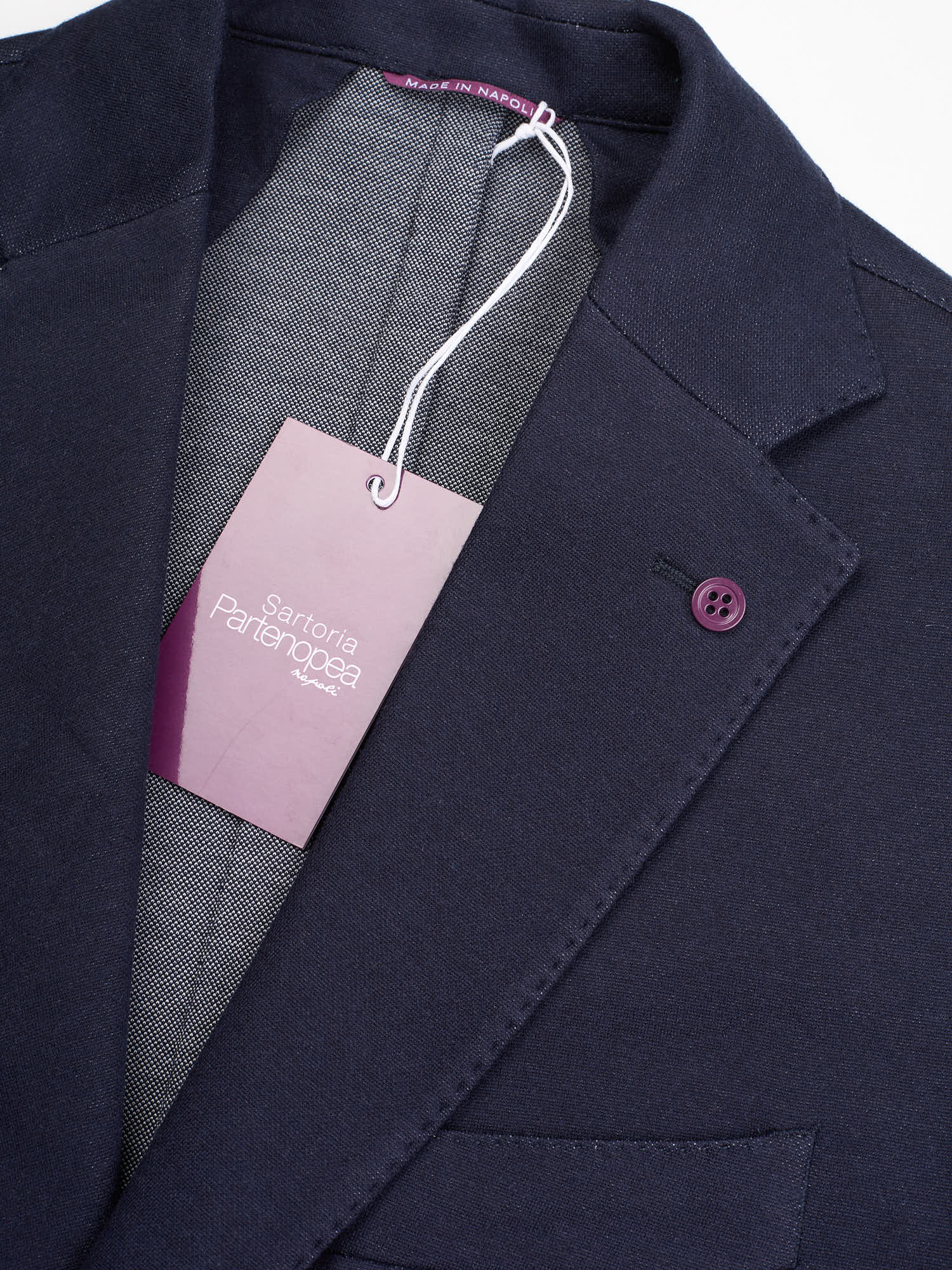 SARTORIA PARTENOPEA Blue Cotton-Cashmere-Silk Luxury Jersey Blazer Jacket