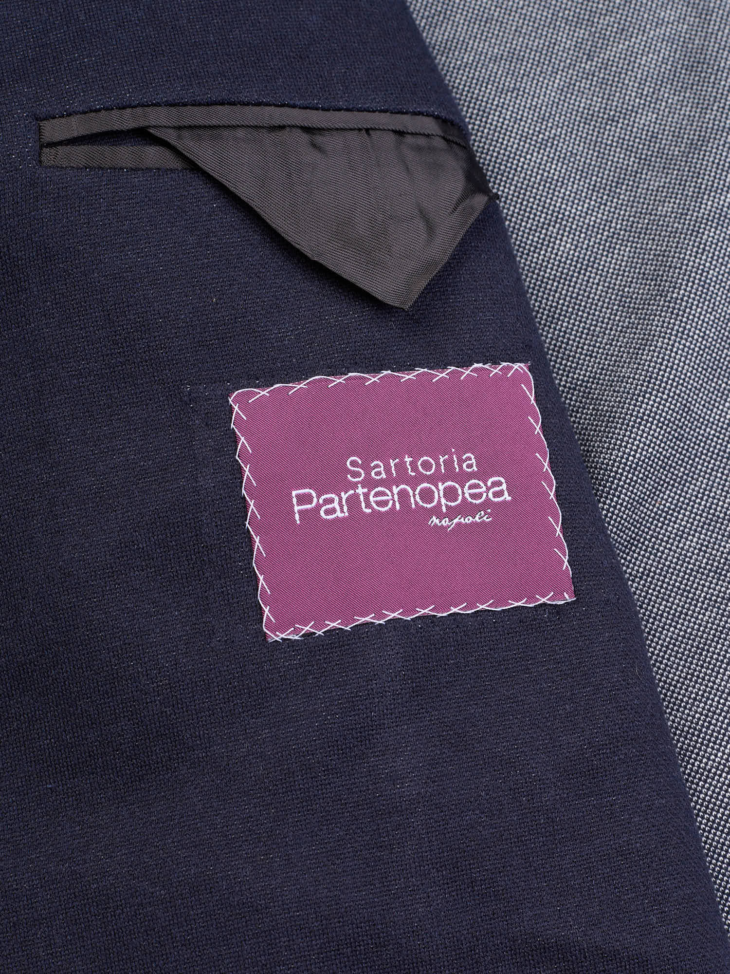 SARTORIA PARTENOPEA Blue Cotton-Cashmere-Silk Luxury Jersey Blazer Jacket