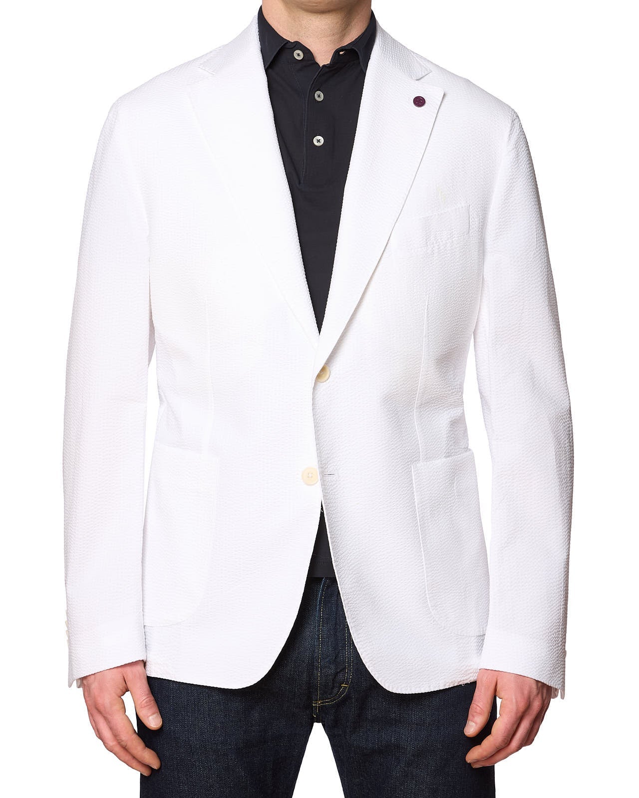 SARTORIA PARTENOPEA White Seersucker Cotton Jacket EU 54 NEW US 44 Cur