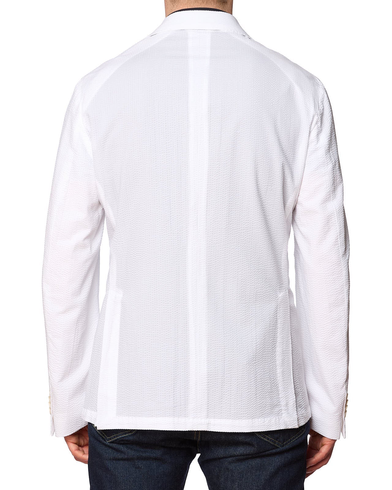 SARTORIA PARTENOPEA White Seersucker Cotton Jacket EU 54 NEW US 44 Current Model