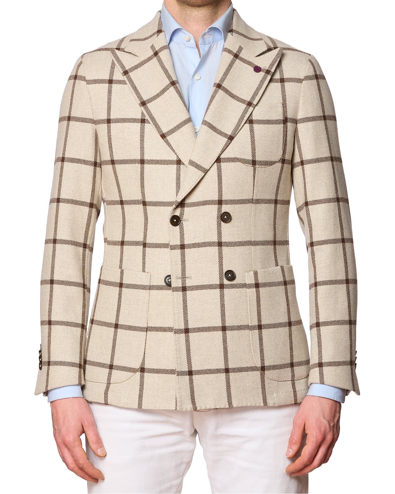 SARTORIA PARTENOPEA Gray Plaid Carlo Barbera Wool DB Jacket EU 48 NEW US 38 Current Model