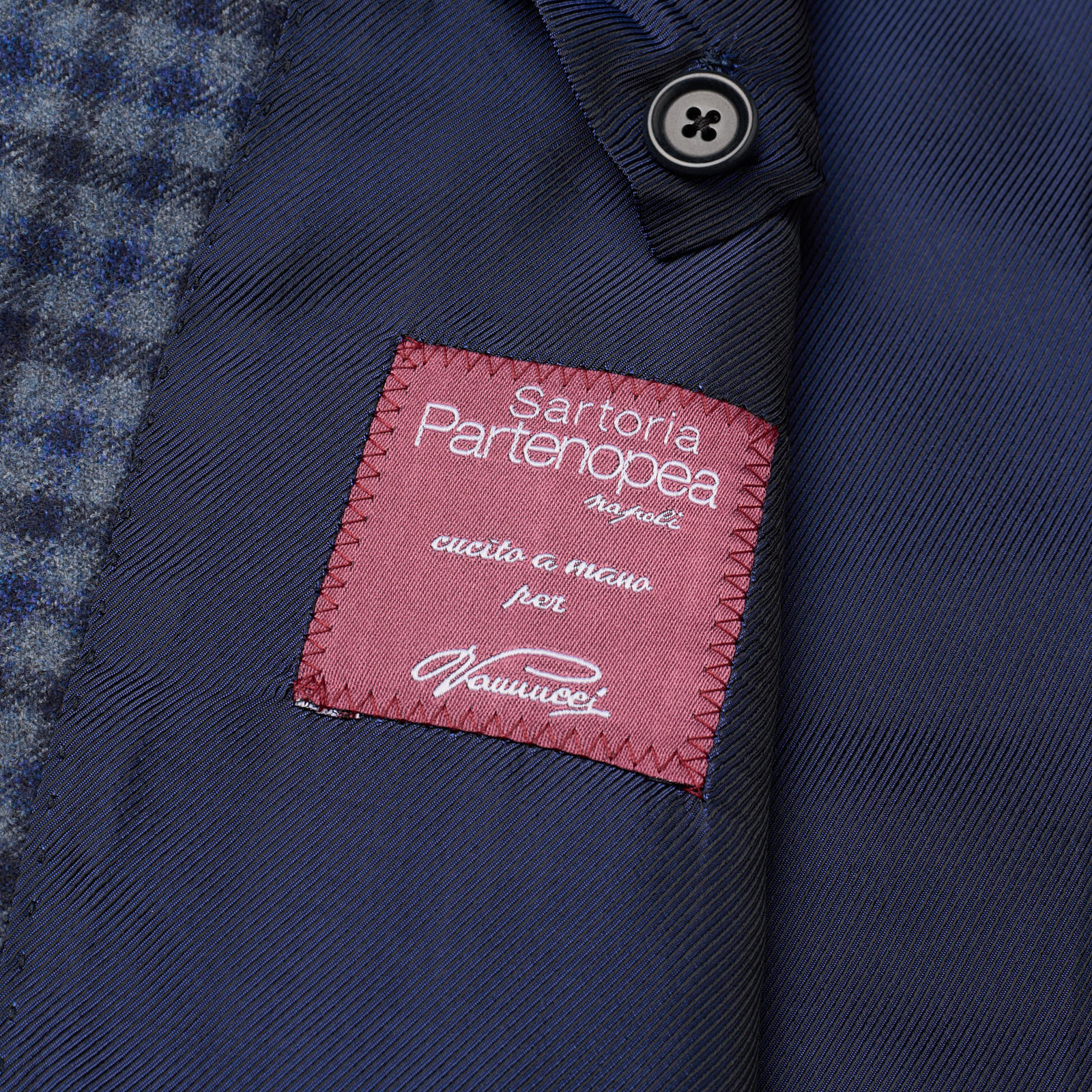 SARTORIA PARTENOPEA for VANNUCCI Handmade Blue Wool-Cashmere Jacket NEW US 42