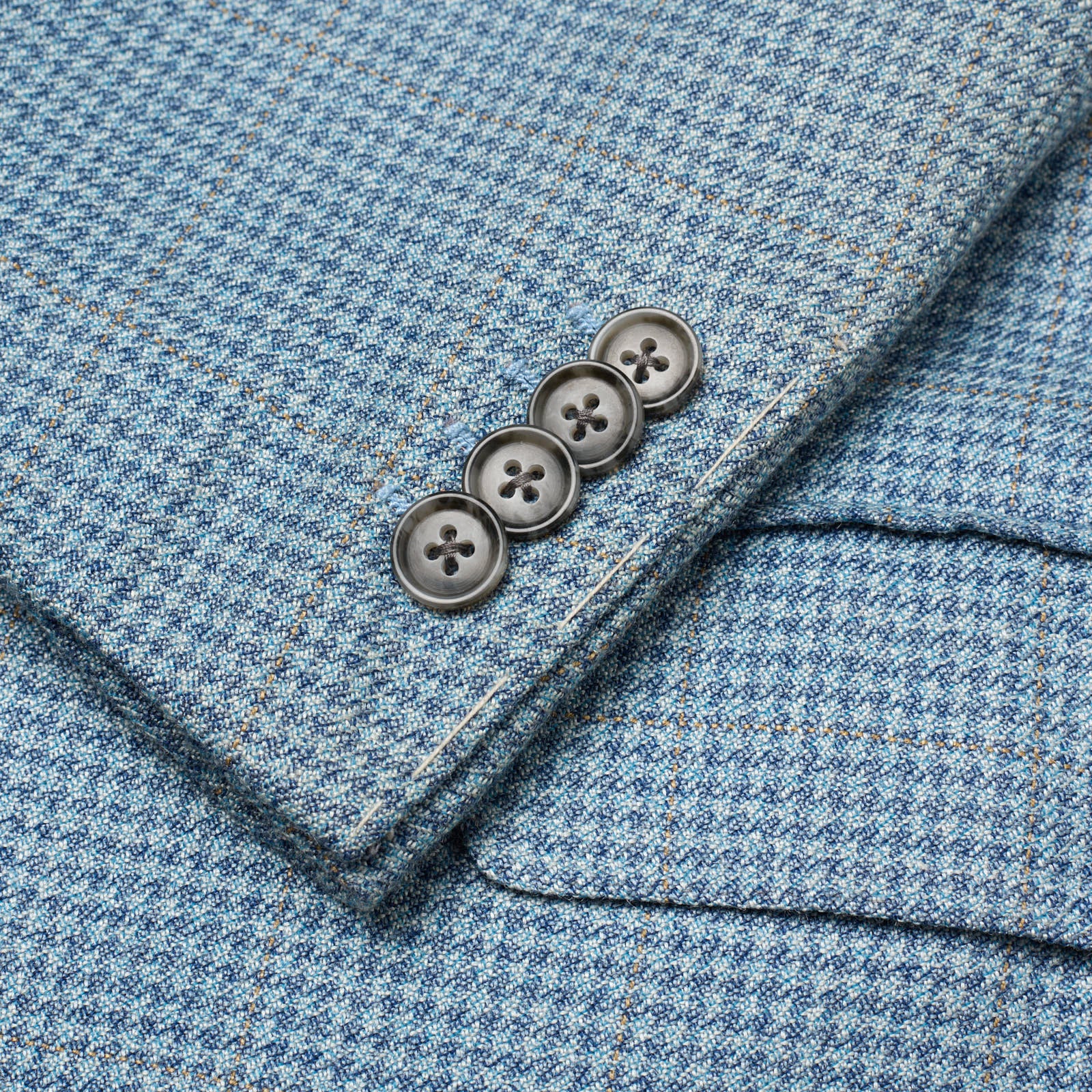 SARTORIA PARTENOPEA x VANNUCCI Handmade Blue Silk-Wool Jacket EU 50 US 40