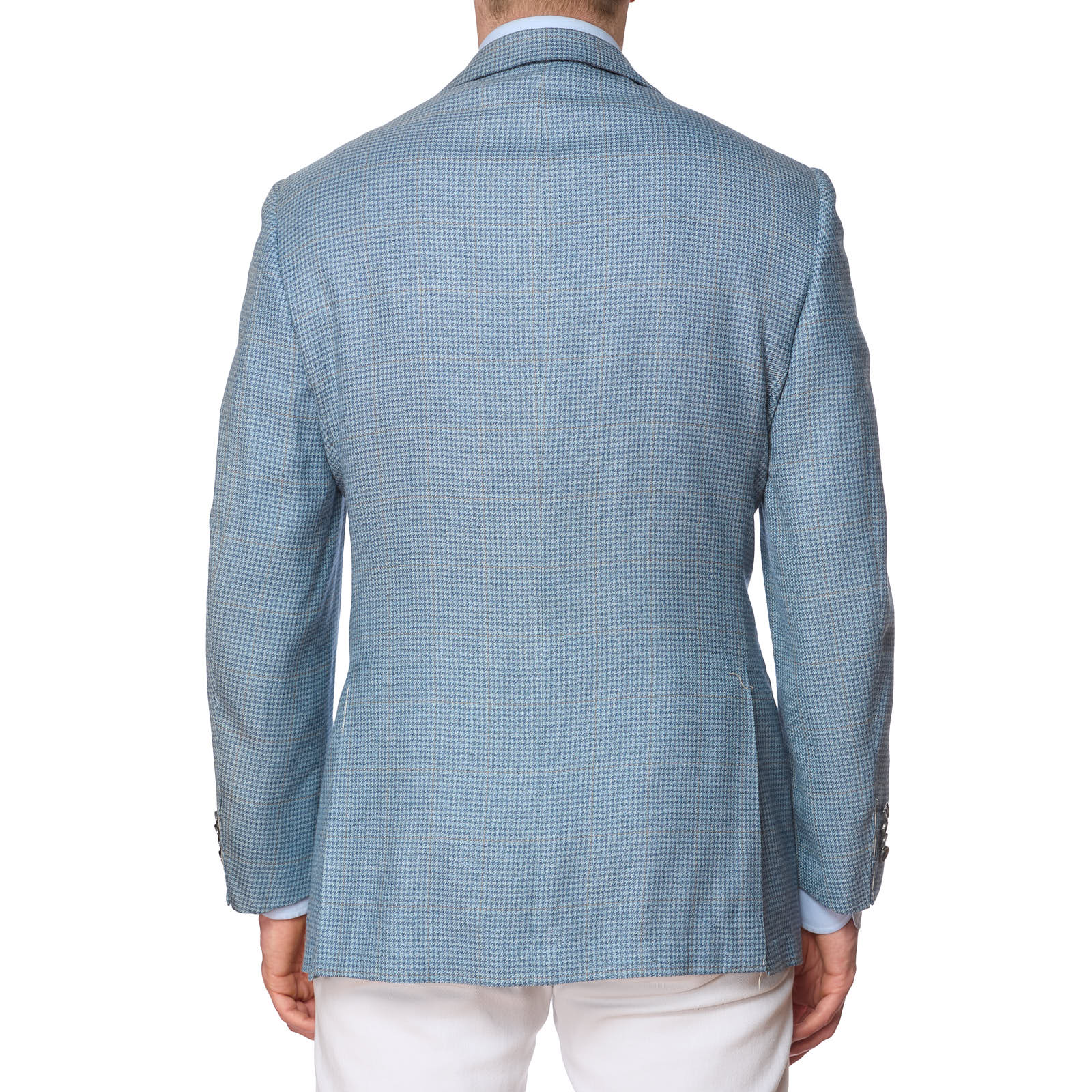 SARTORIA PARTENOPEA x VANNUCCI Handmade Blue Silk-Wool Jacket EU 50 US 40