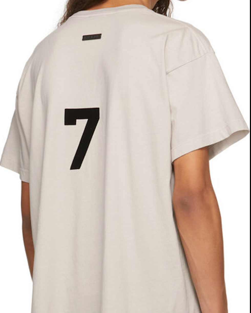 FEAR OF GOD Taupe "7" Logo Cotton Short Sleeve T-Shirt NEW L USA