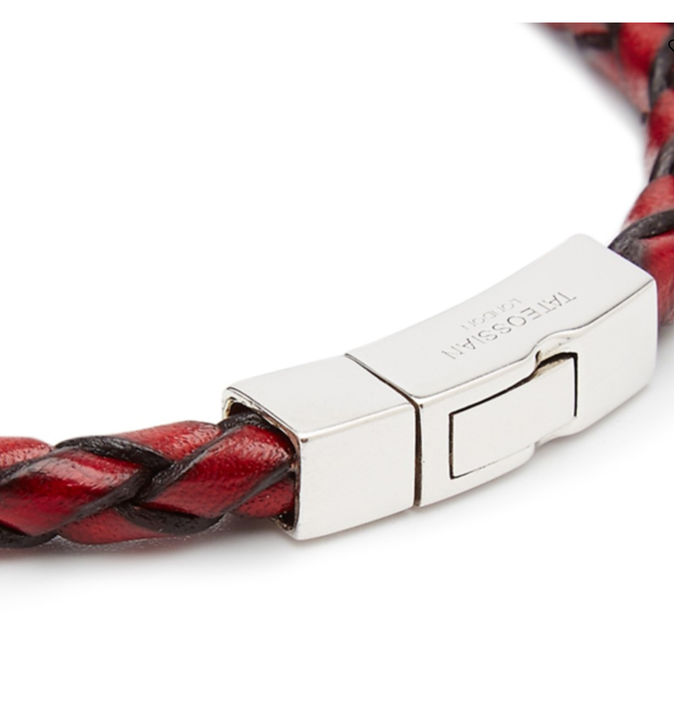 TATEOSSIAN London Red Leather Bracelet with Sterling Silver clasp 19 cm NEW L