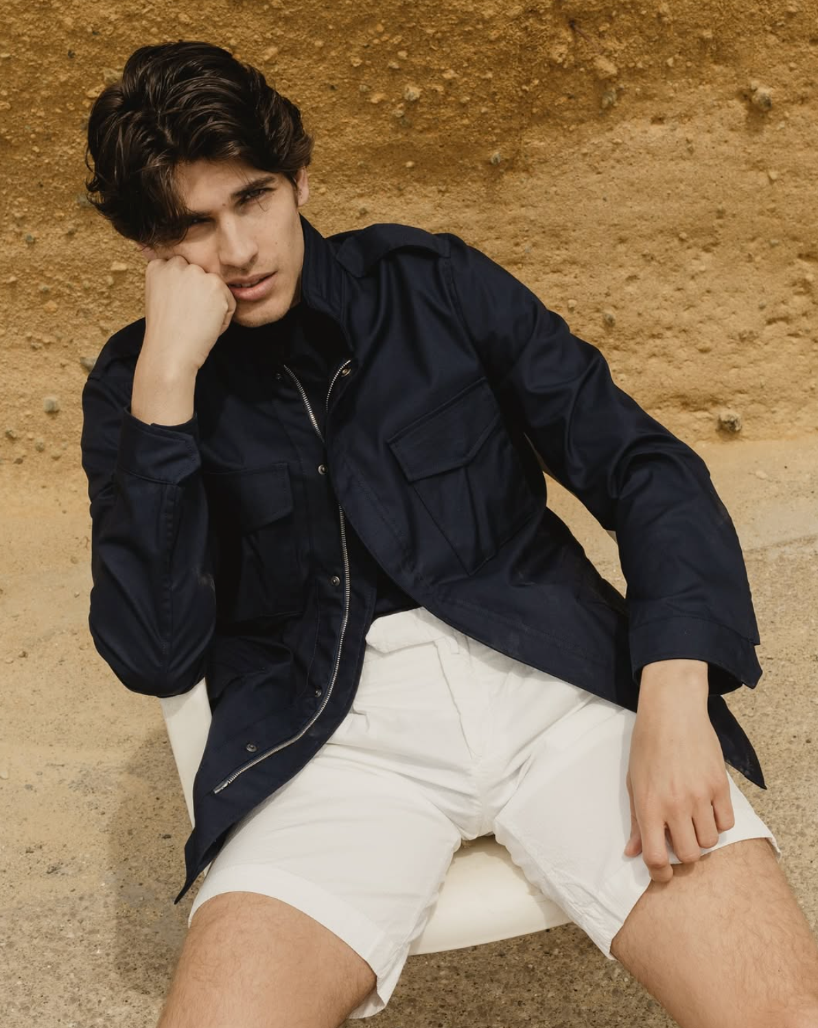 PIETRA SALATA Napoli "Sahara" Navy Blue Safari Field Jacket