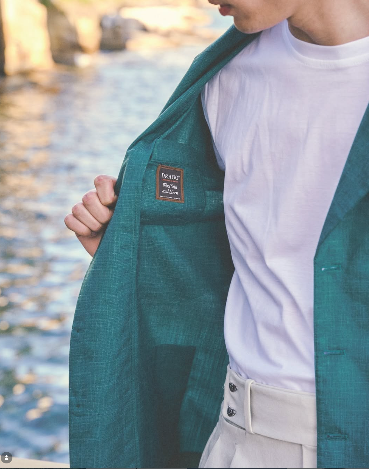 PIETRA SALATA Napoli Green Drago Wool-Silk-Linen Ultralight Jacket
