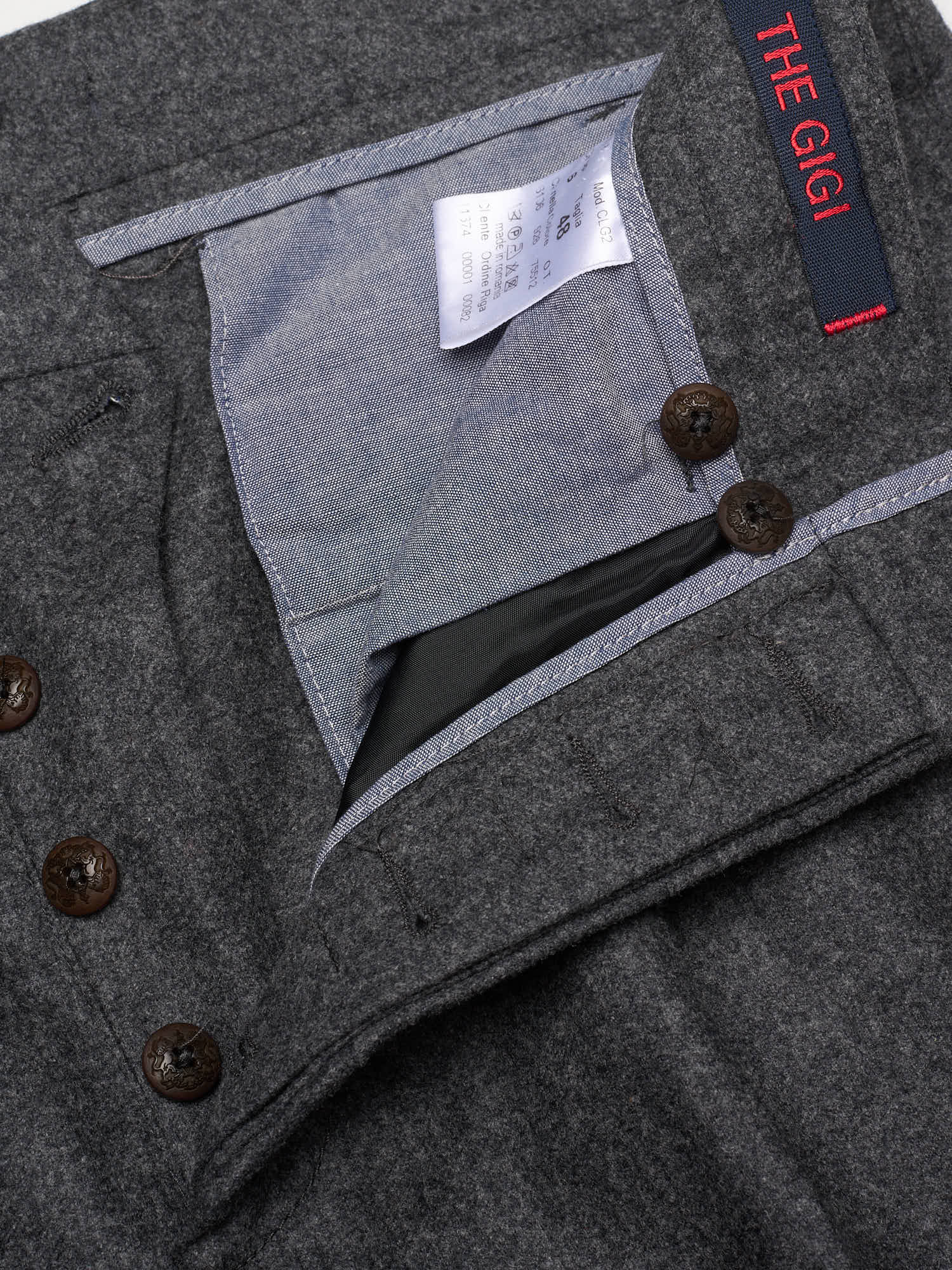 THE GIGI Gray Flannel Wool Dress Pants EU 48 NEW US 32