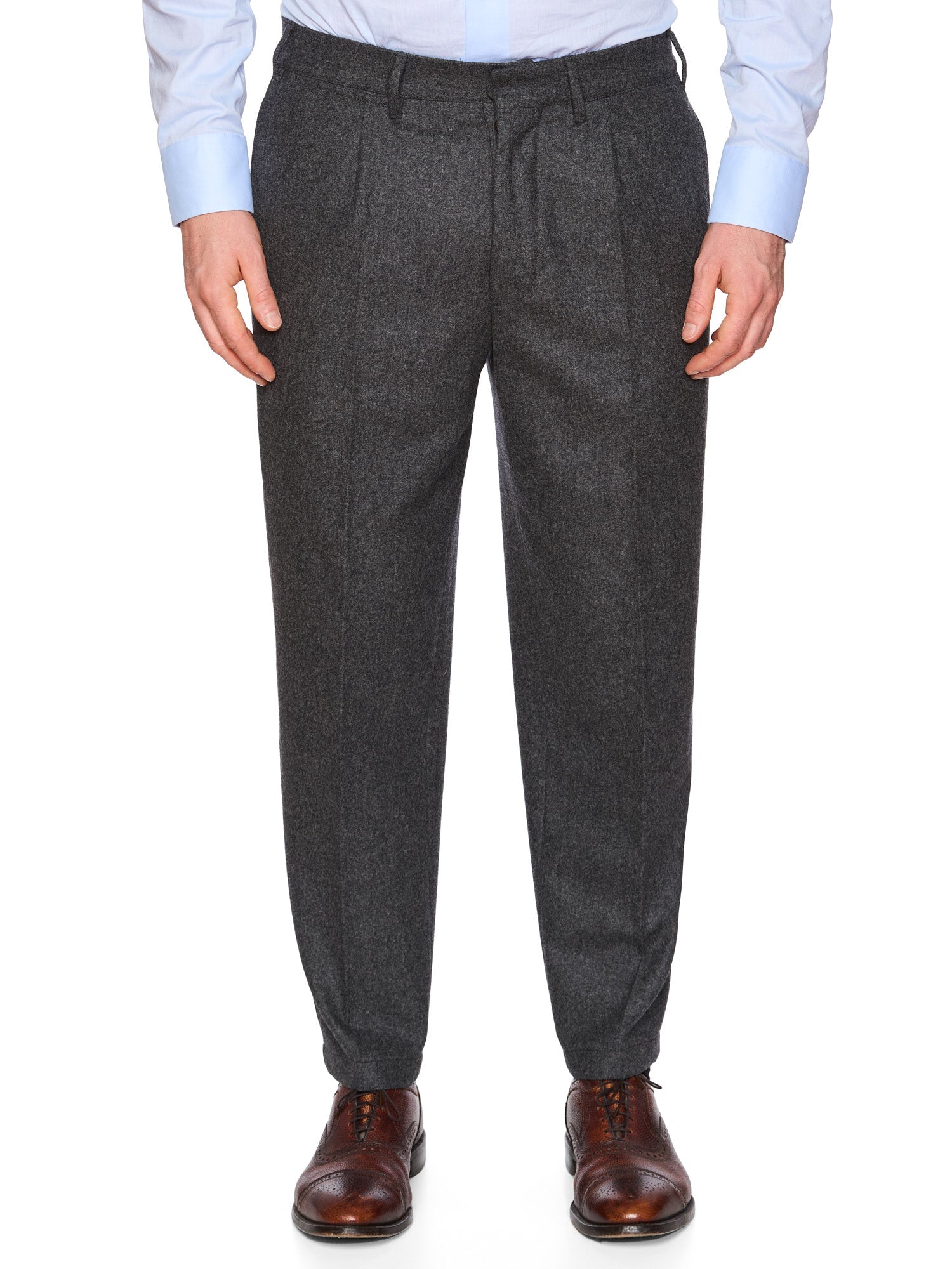 THE GIGI Gray Flannel Wool Dress Pants EU 48 NEW US 32