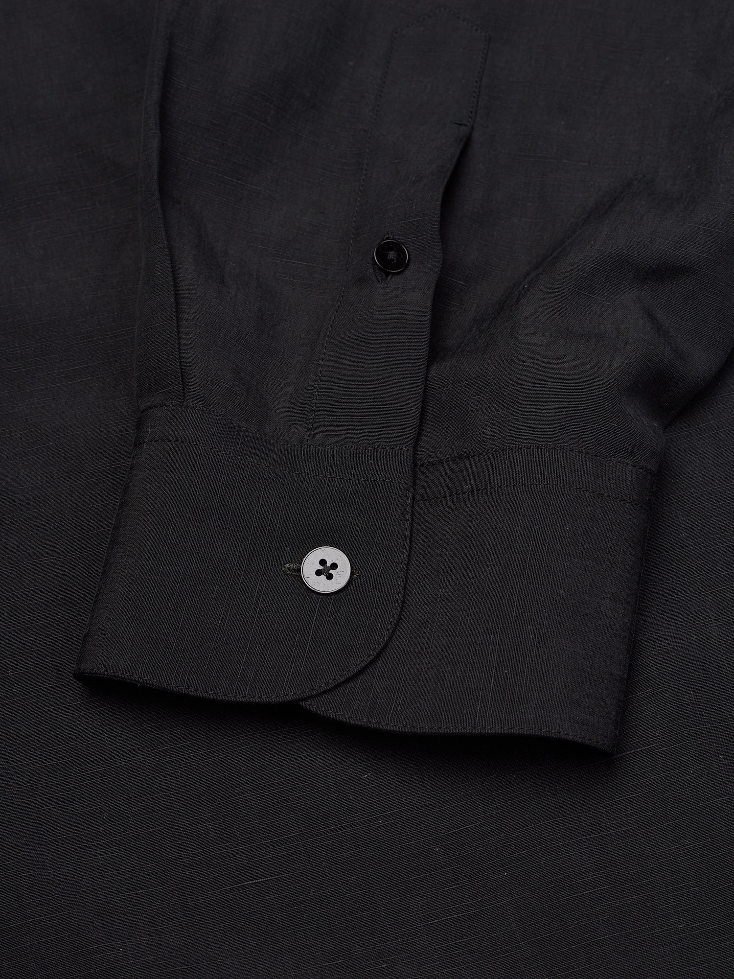 THE ROW Black Silk-Linen Oversized Shirt Size L