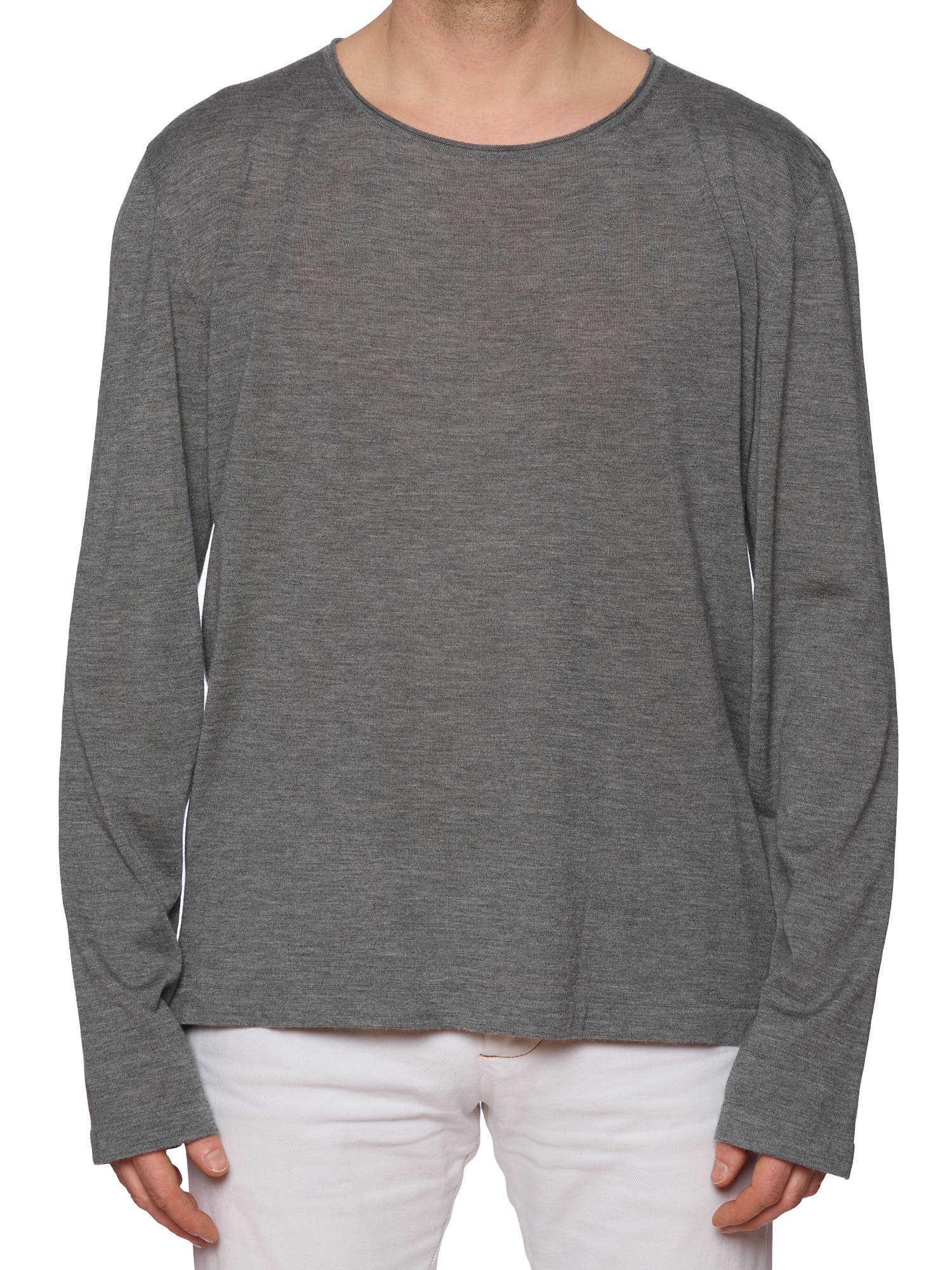 THE ROW Gray Pure Cashmere Crewneck Sweater Size L