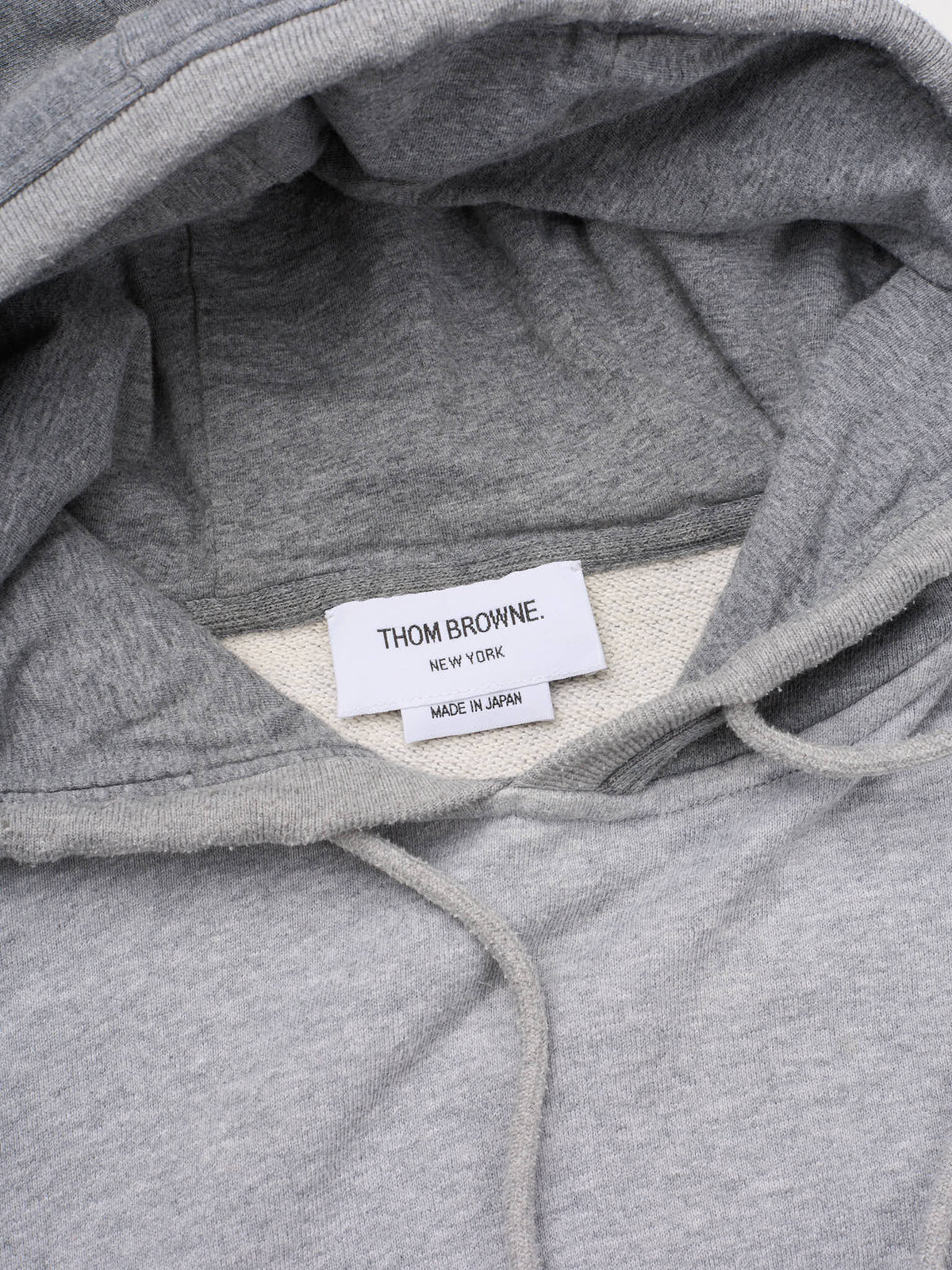 THOM BROWNE New York Gray Color-Block Cotton 4-Bar Hoodie Japan