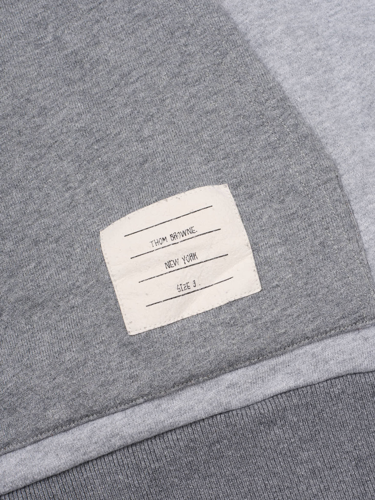 THOM BROWNE New York Gray Color-Block Cotton 4-Bar Hoodie Japan