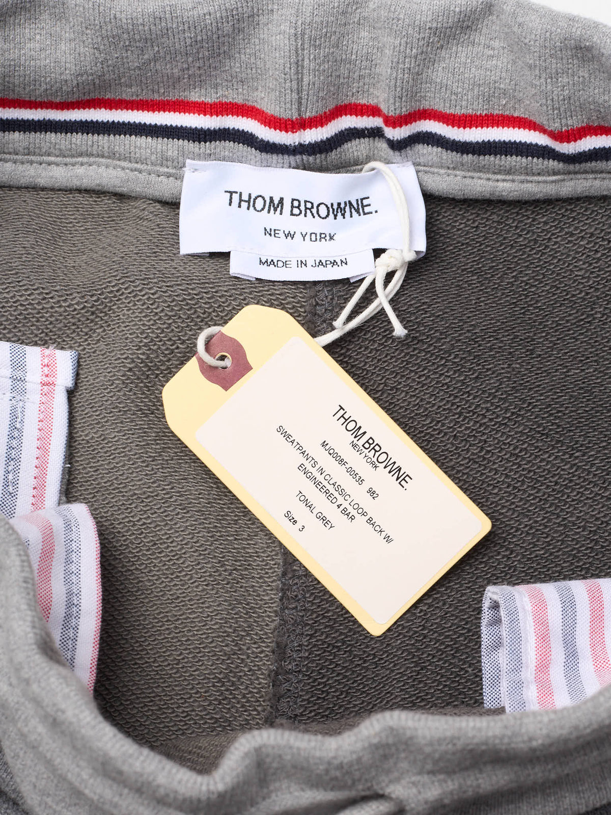 THOM BROWNE New York Gray Color-Block Cotton 4 Bar Sweatpants NEW L