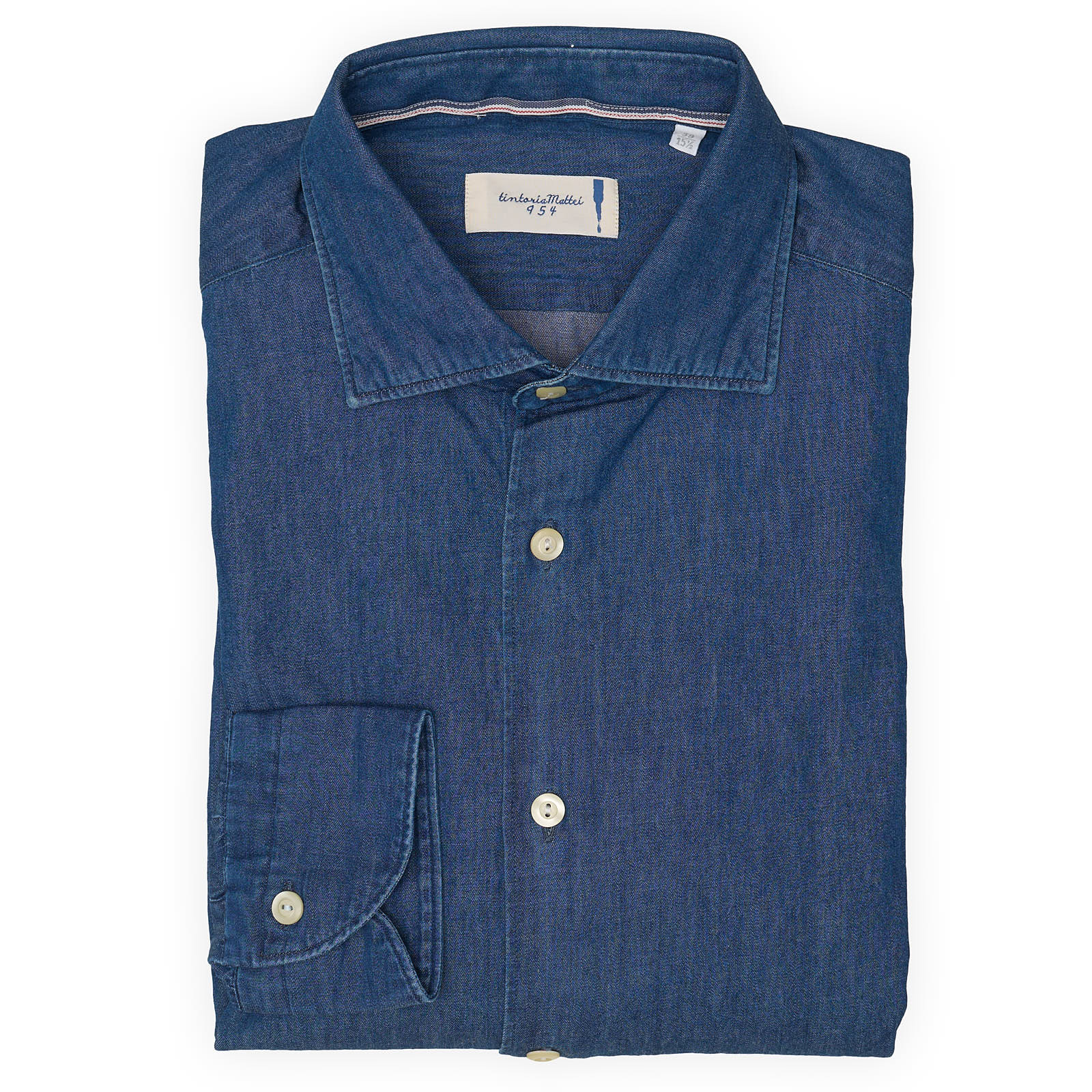 TINTORIA MATTEI 954 Blue Broadcloth Cotton Shirt EU 39 NEW US 15.5