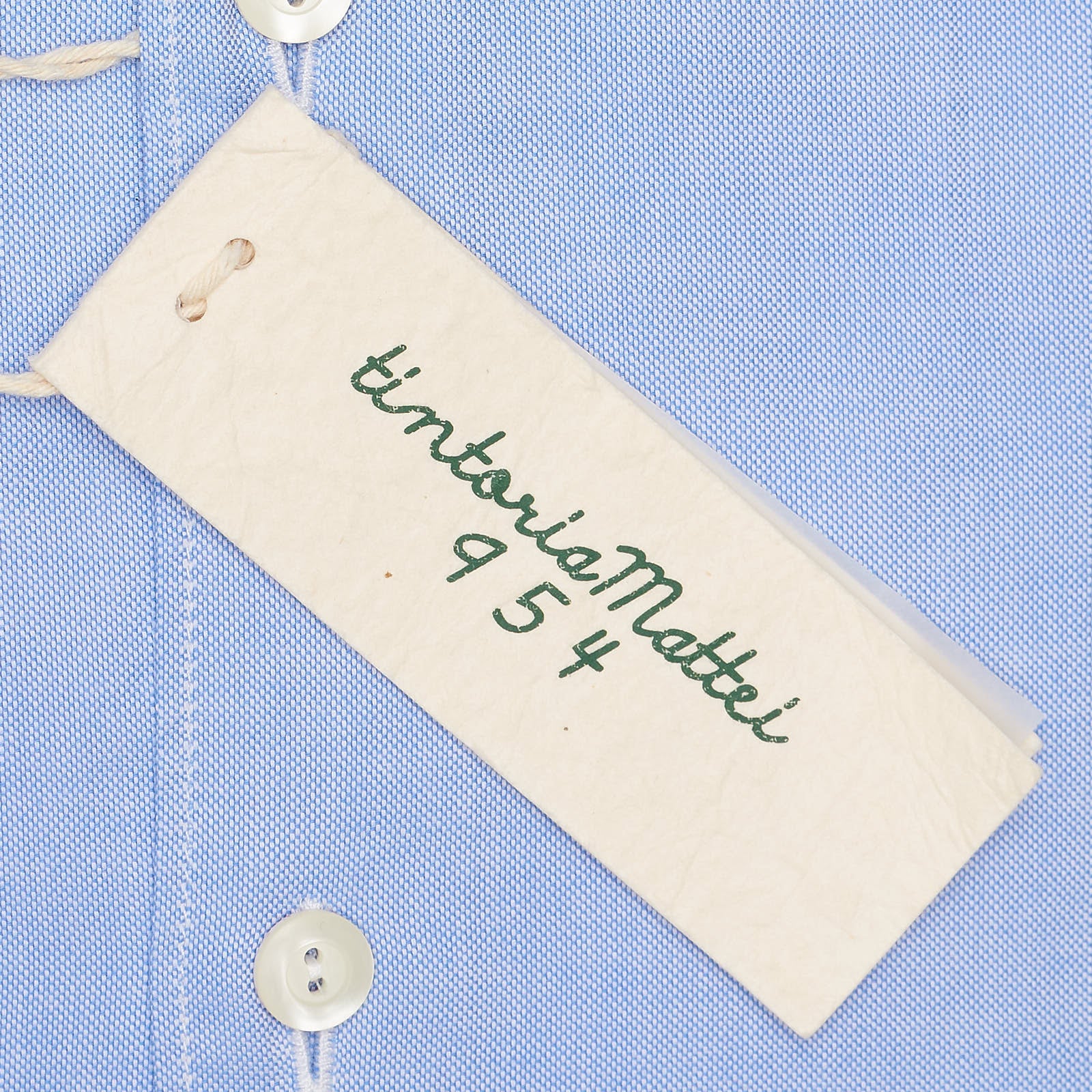 TINTORIA MATTEI 954 Blue Oxford Cotton Dress Shirt EU 38 NEW US 15