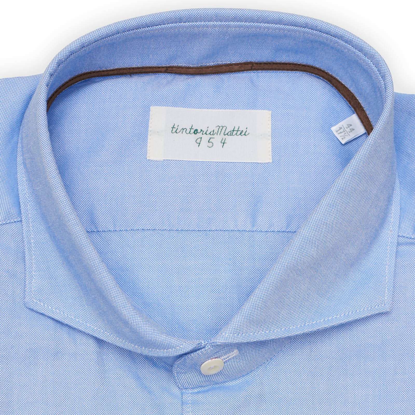 TINTORIA MATTEI 954 Blue Oxford Cotton Dress Shirt EU 38 NEW US 15