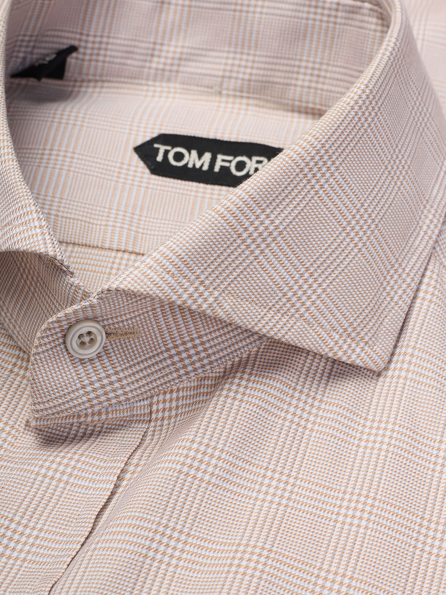 TOM FORD Beige Glen Plaid Cotton Dress Shirt EU 41 NEW US 16