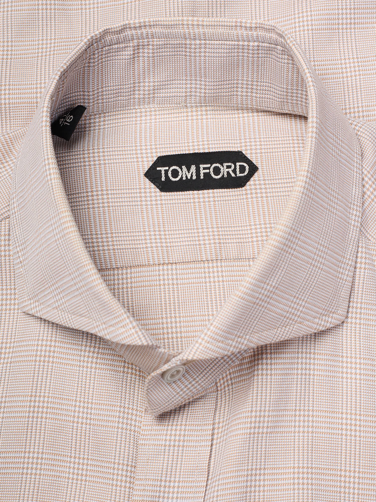 TOM FORD Beige Glen Plaid Cotton Dress Shirt EU 41 NEW US 16