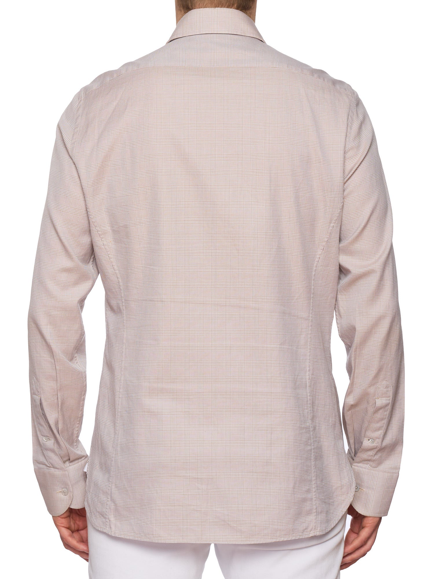 TOM FORD Beige Glen Plaid Cotton Dress Shirt EU 41 NEW US 16