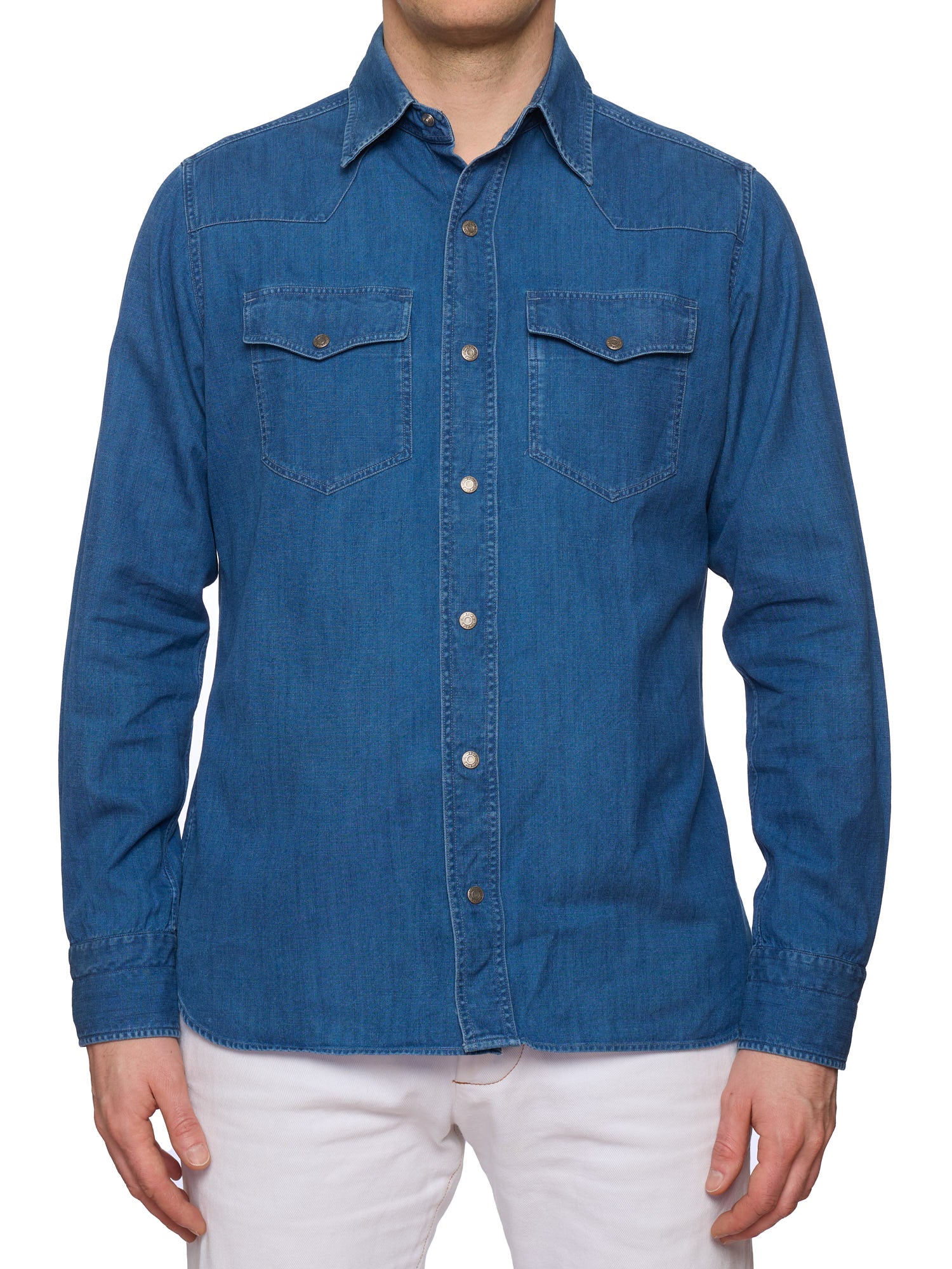 TOM FORD Blue Denim Western Shirt EU 41 NEW US 16