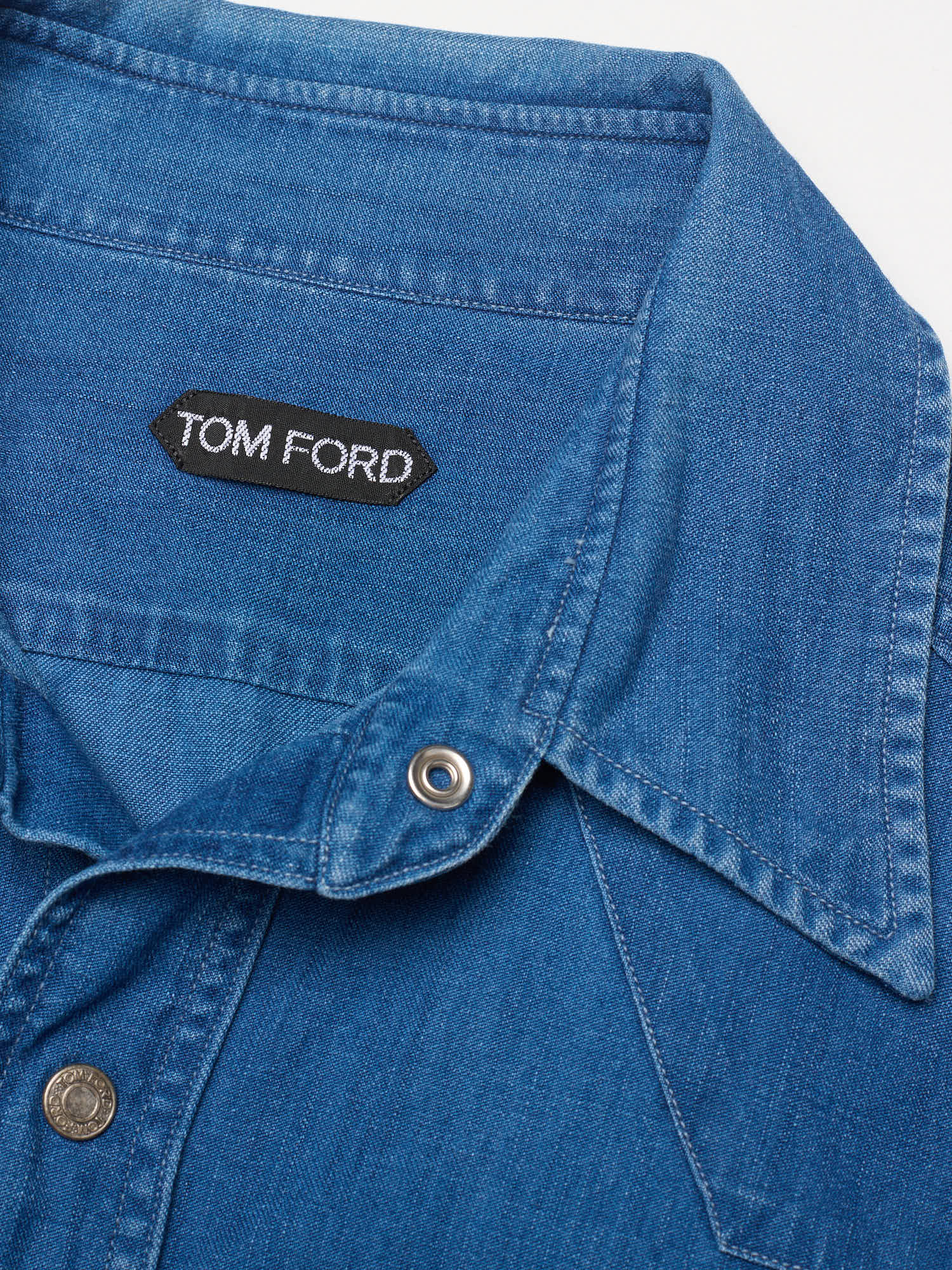 TOM FORD Blue Denim Western Shirt EU 41 NEW US 16