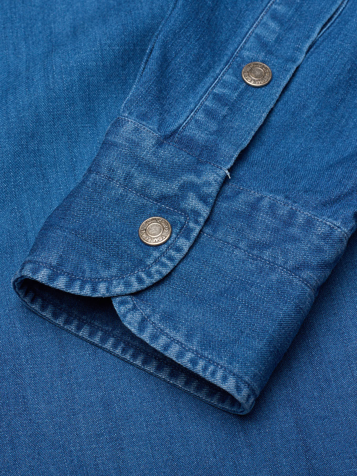 TOM FORD Blue Denim Western Shirt EU 41 NEW US 16