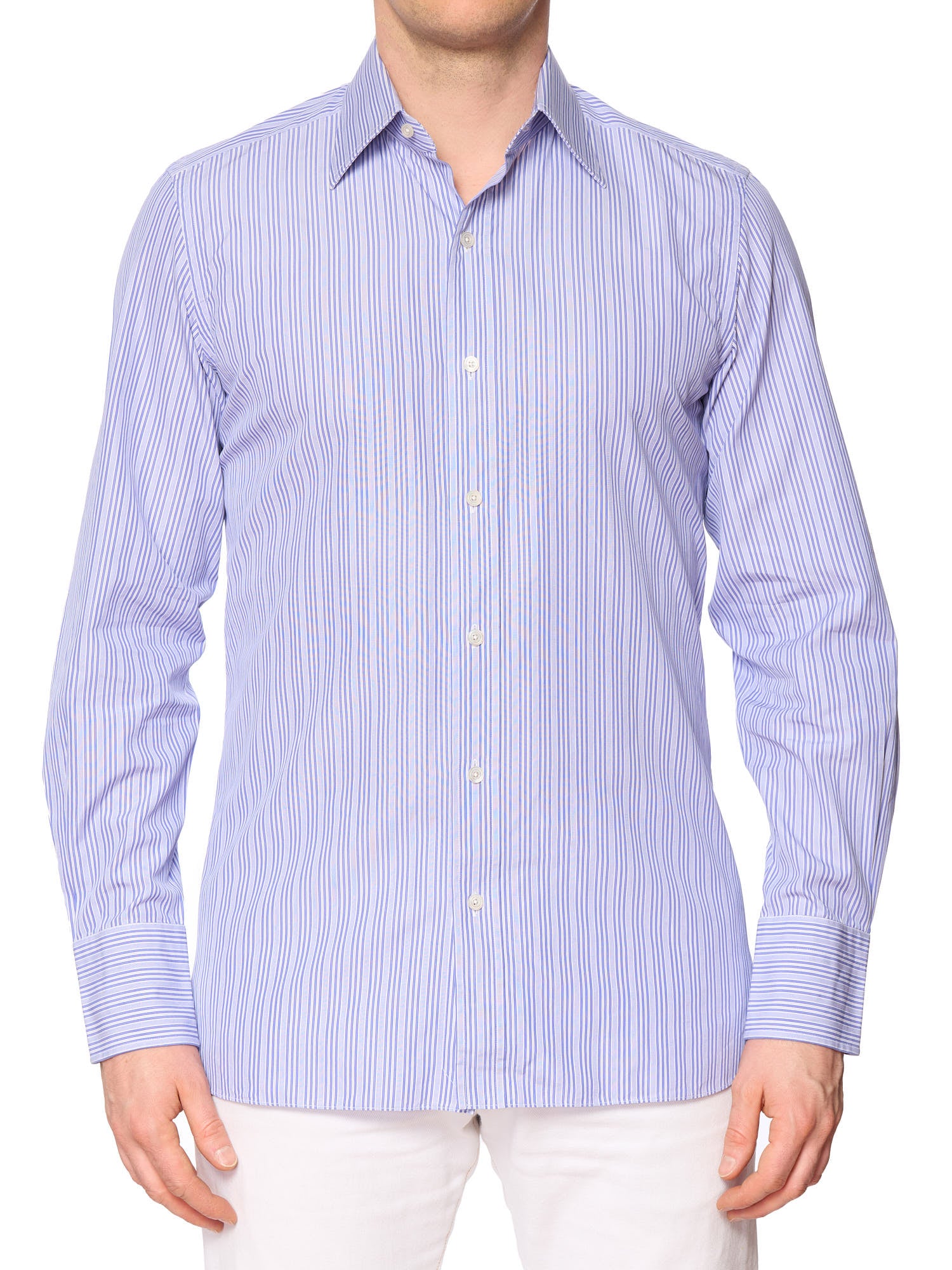 TOM FORD Blue Striped Cotton Dress Shirt EU 40 NEW US 15.75
