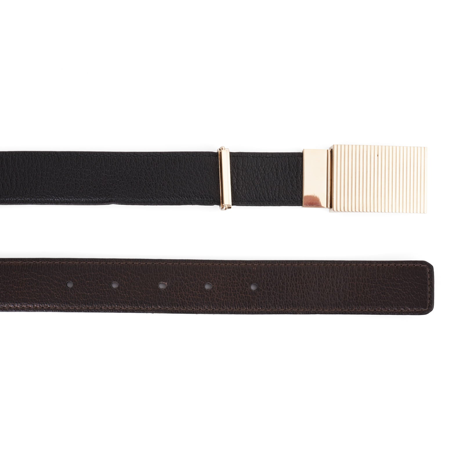 TOM FORD Brown-Black Leather Reversible Belt with Swivel Gold Buckle 36" 90cm NEW TOM FORD