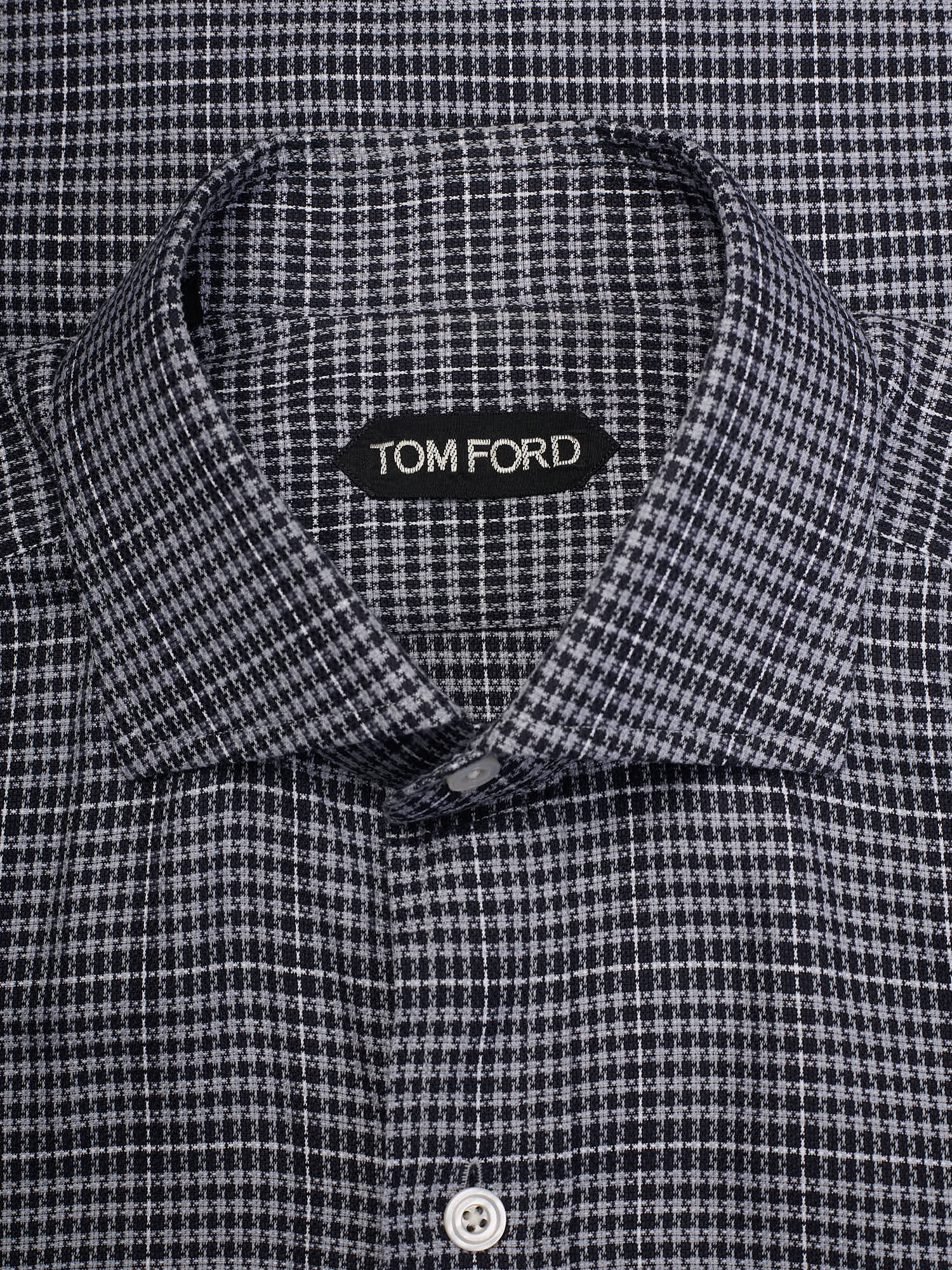 TOM FORD Gray Plaid Micro Pattern Cotton Dress Shirt EU 39 NEW US 15.5