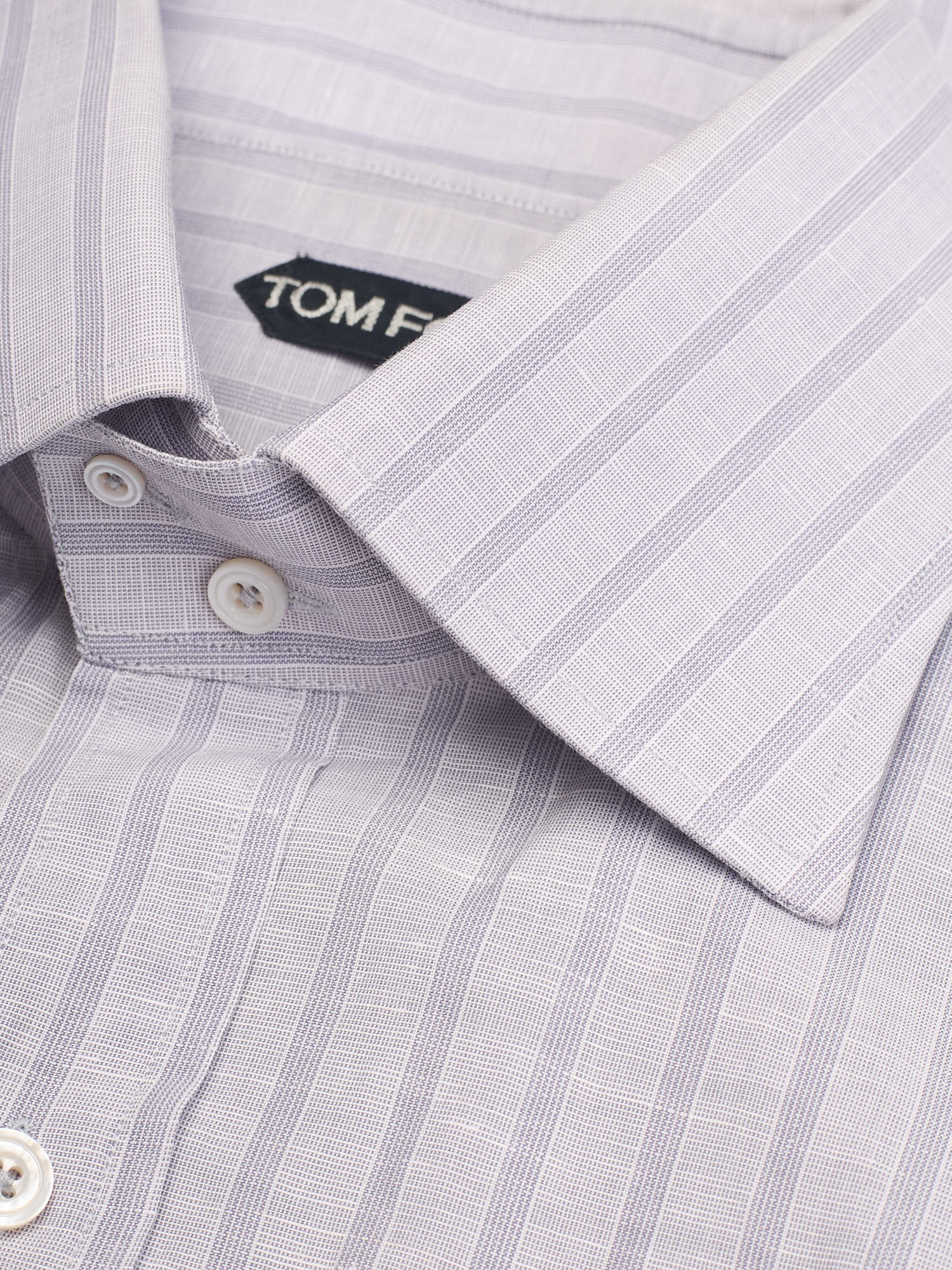TOM FORD Gray Striped Cotton Dress Shirt EU 42 US 16.5